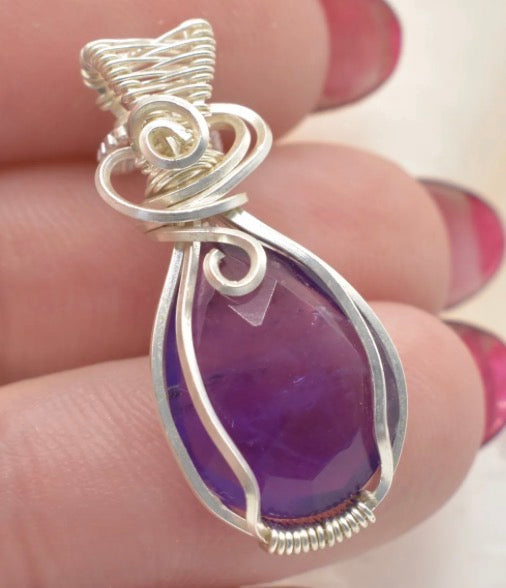 Handmade Wire-wrapped Amethyst Necklace - Keepsake Pendant