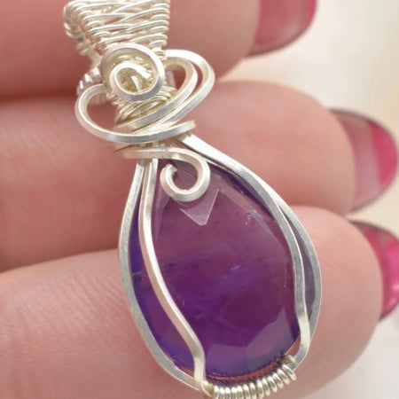 Handmade Wire-wrapped Amethyst Necklace - Keepsake Pendant