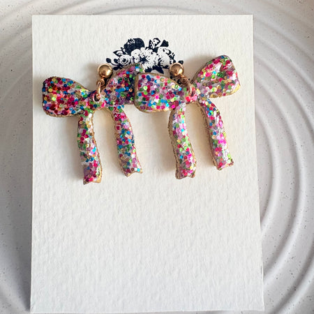 Colourful Sparkly Bow Earrings