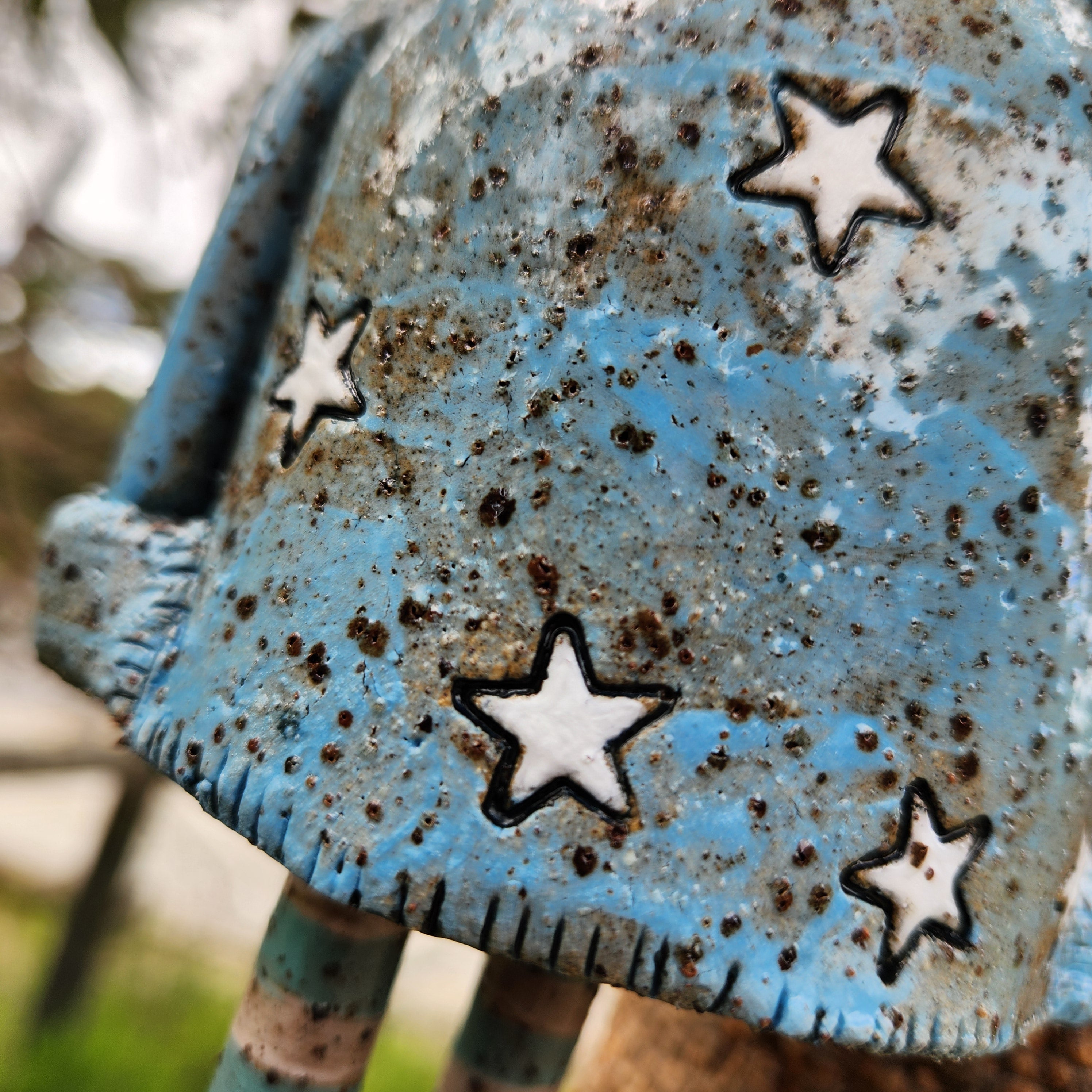 Clay windchime, little girl, stars, spots