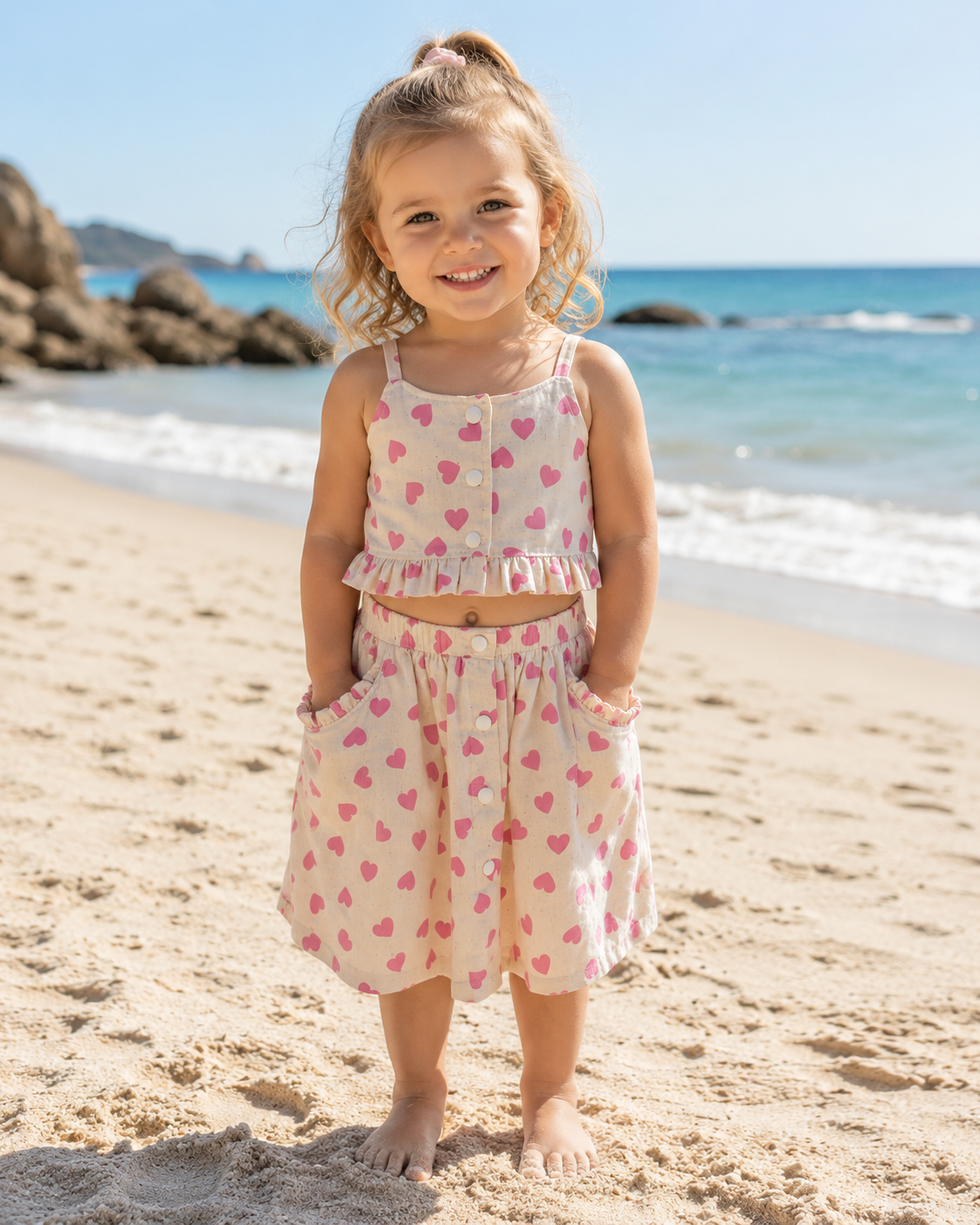 SIZE 2 Girls Ruffle Crop Top and High Waisted Skirt SET
