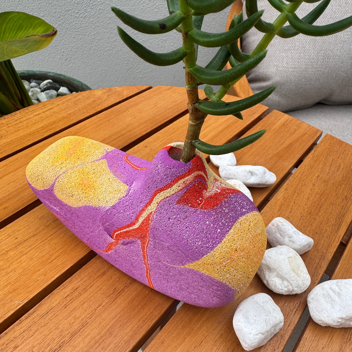 Lava Bird hand sculpted concrete test tube vase