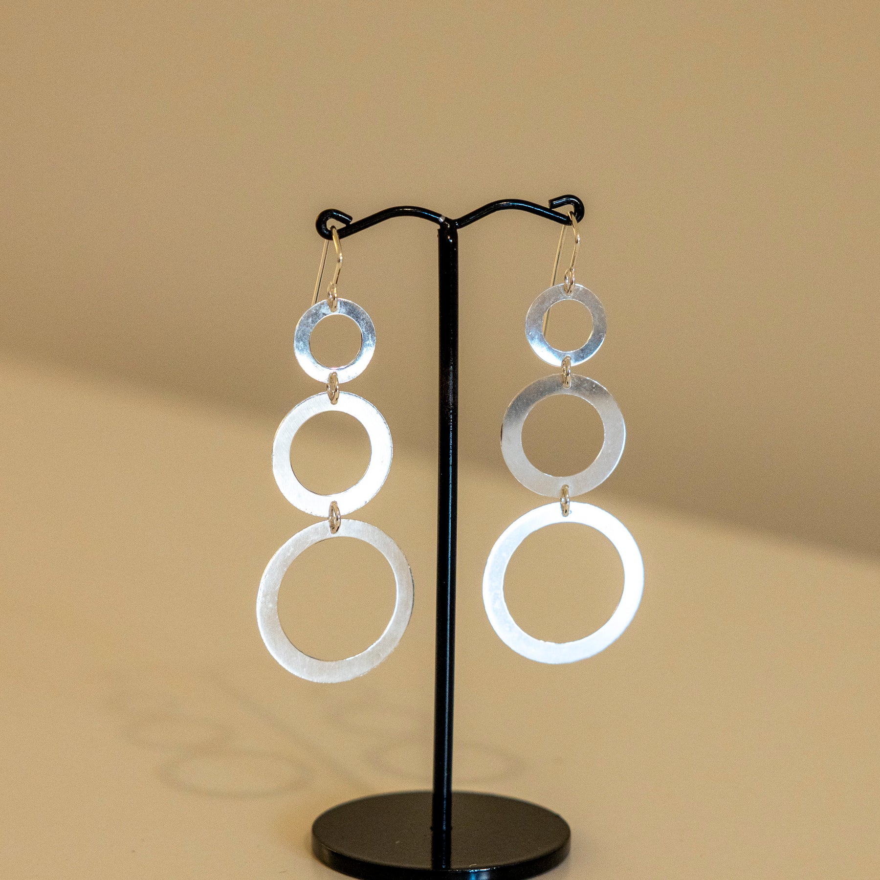 Triple Circle Cascade – Handmade Sterling Silver Earrings