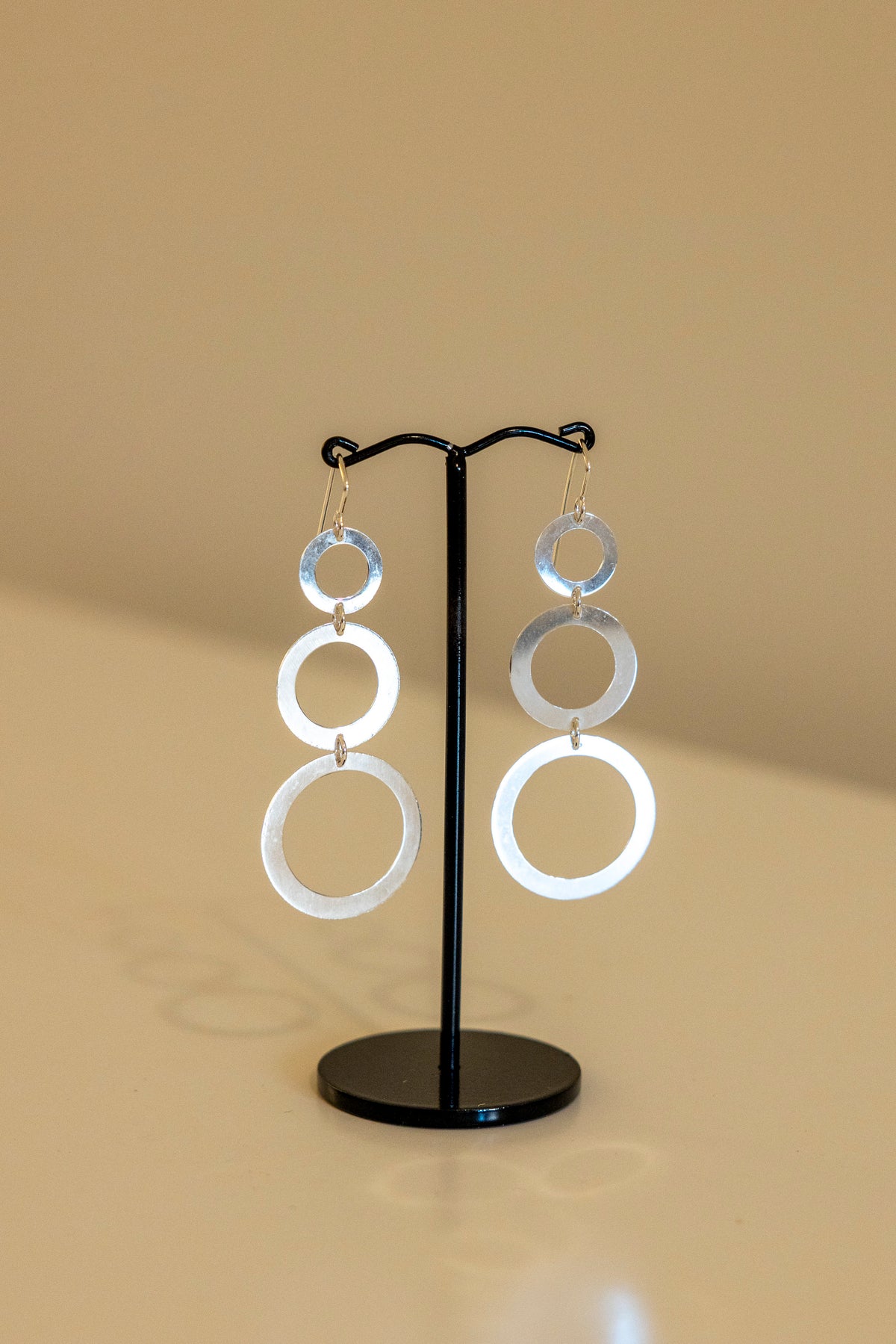 Triple Circle Cascade – Handmade Sterling Silver Earrings