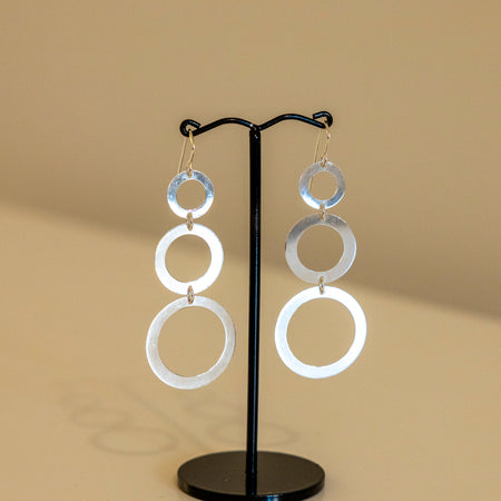 Triple Circle Cascade – Handmade Sterling Silver Earrings