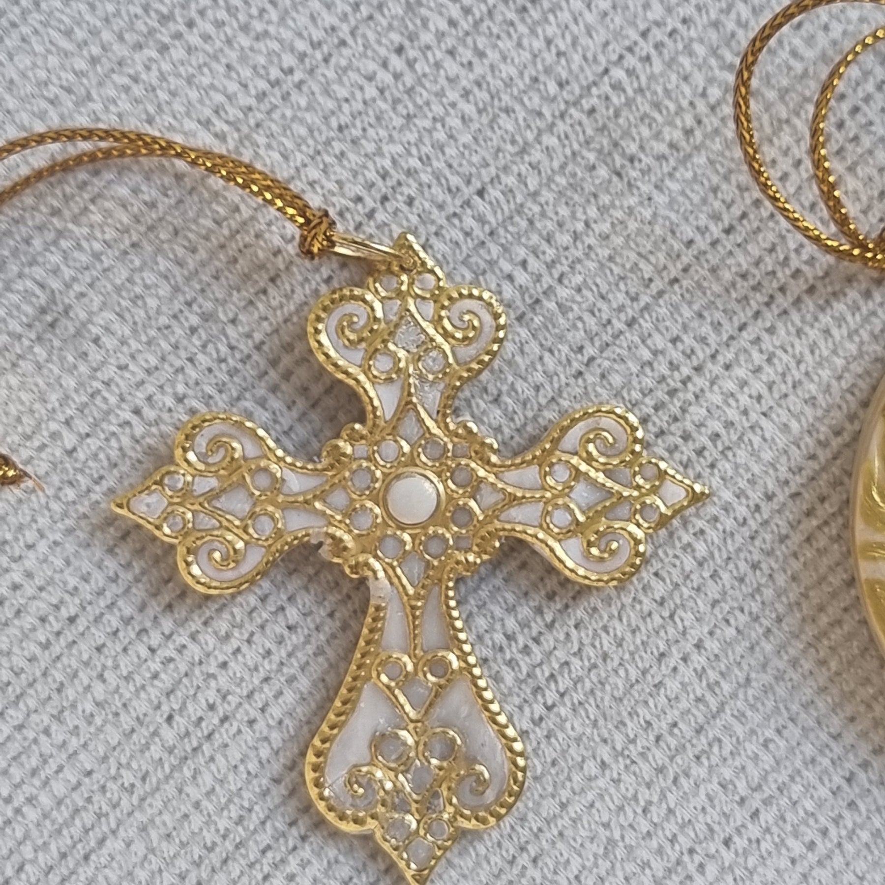 Golden Christmas Tree Deco Pair - Cross and Bauble