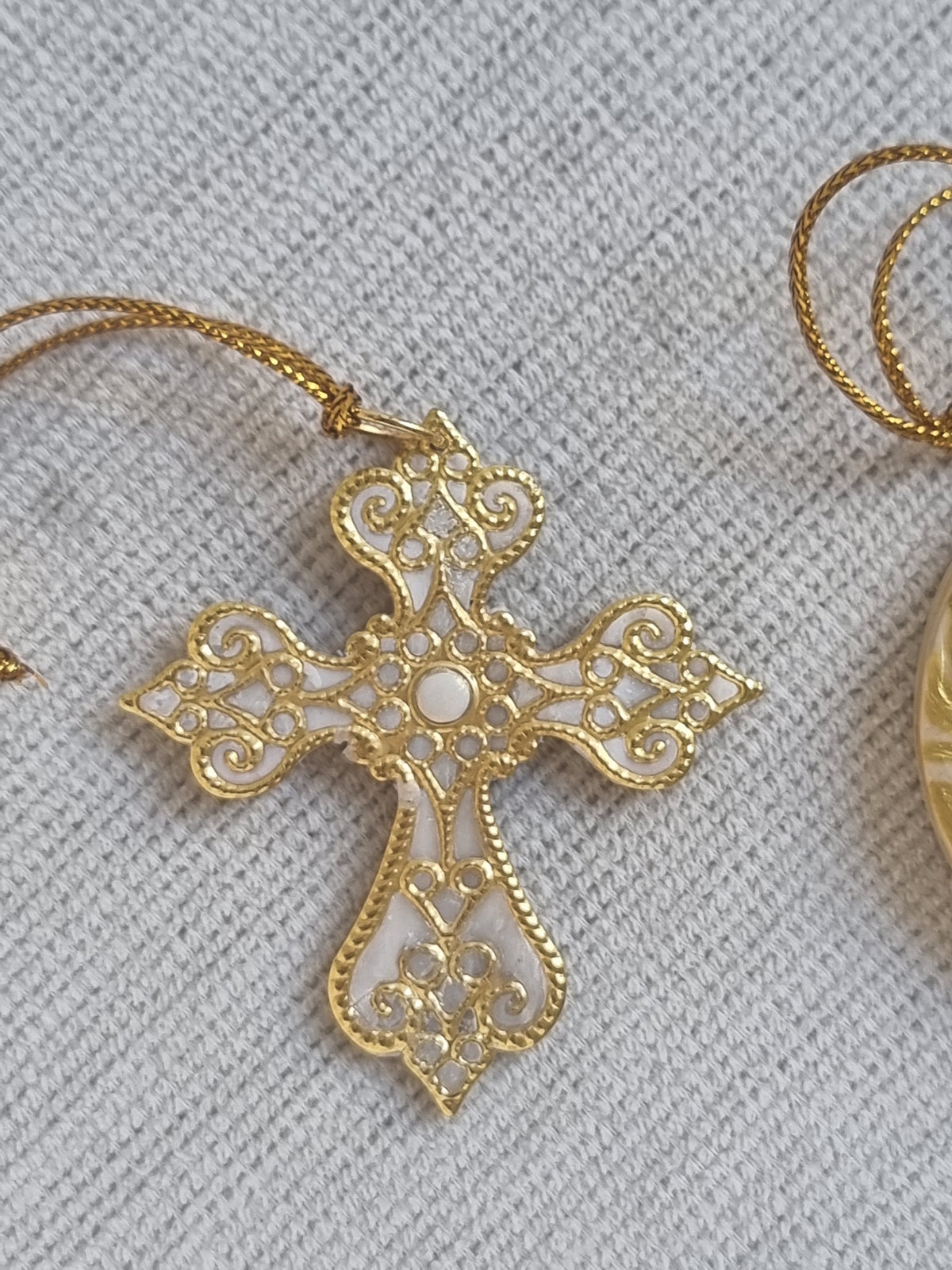 Golden Christmas Tree Deco Pair - Cross and Bauble
