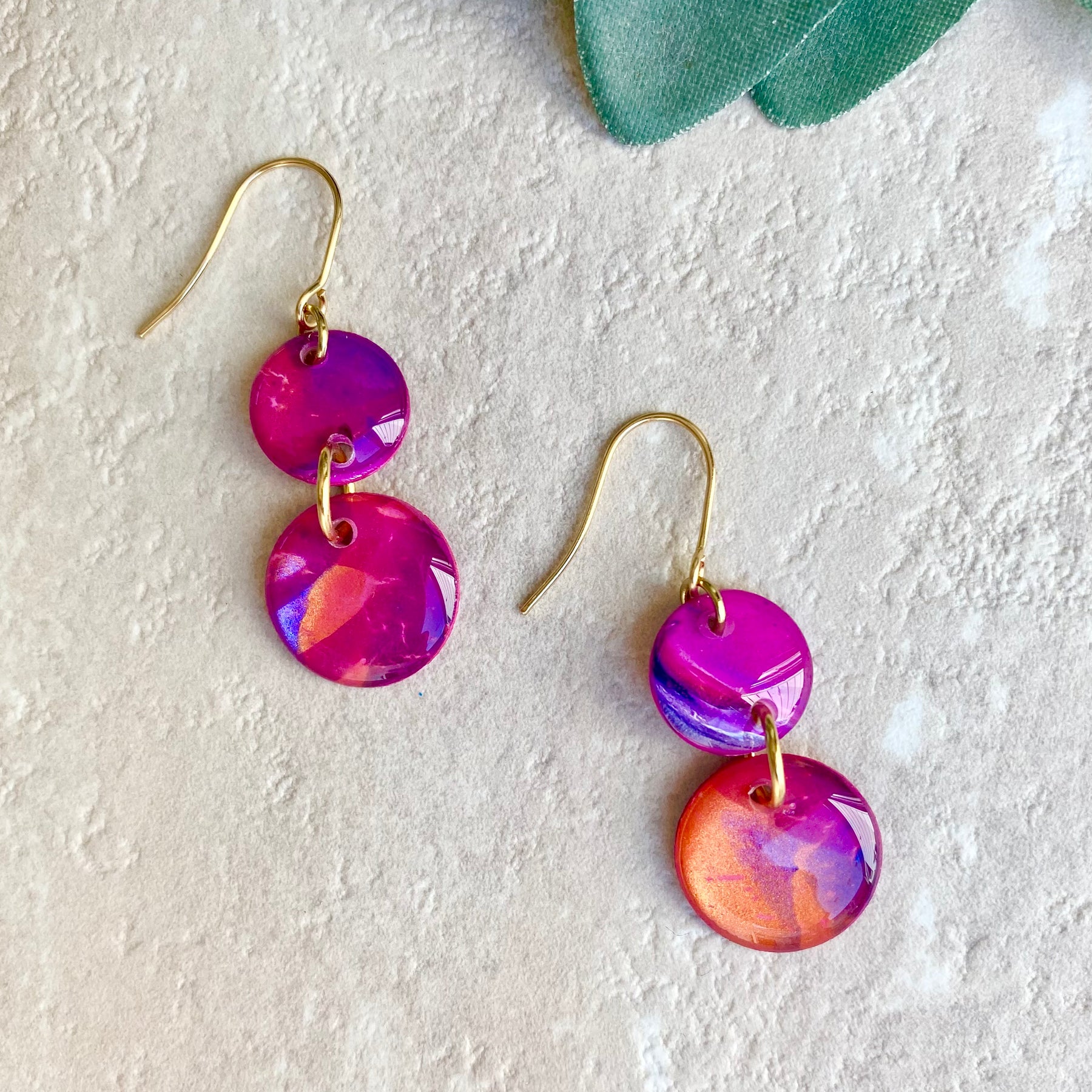 Stunning Cerise Copper Purple Earrings