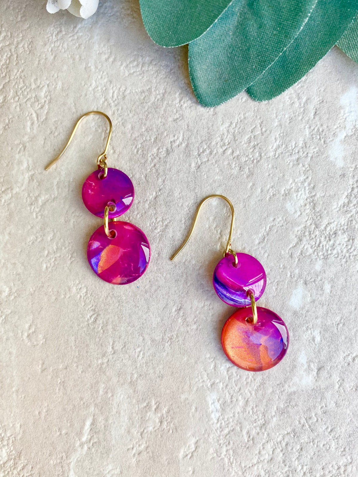 Stunning Cerise Copper Purple Earrings