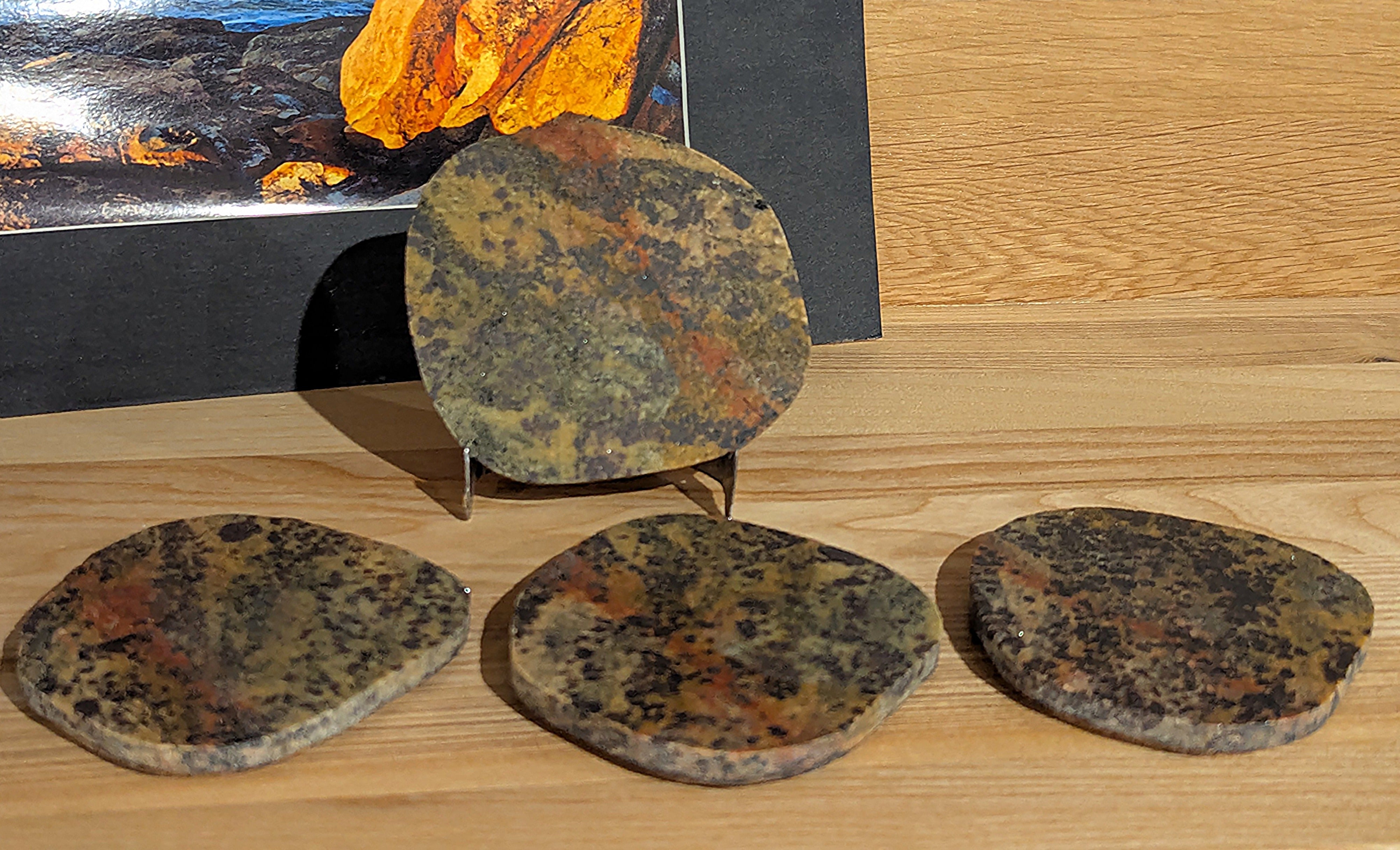 Set of FOUR Polished Mount Magnet Jasper Cup Coasters