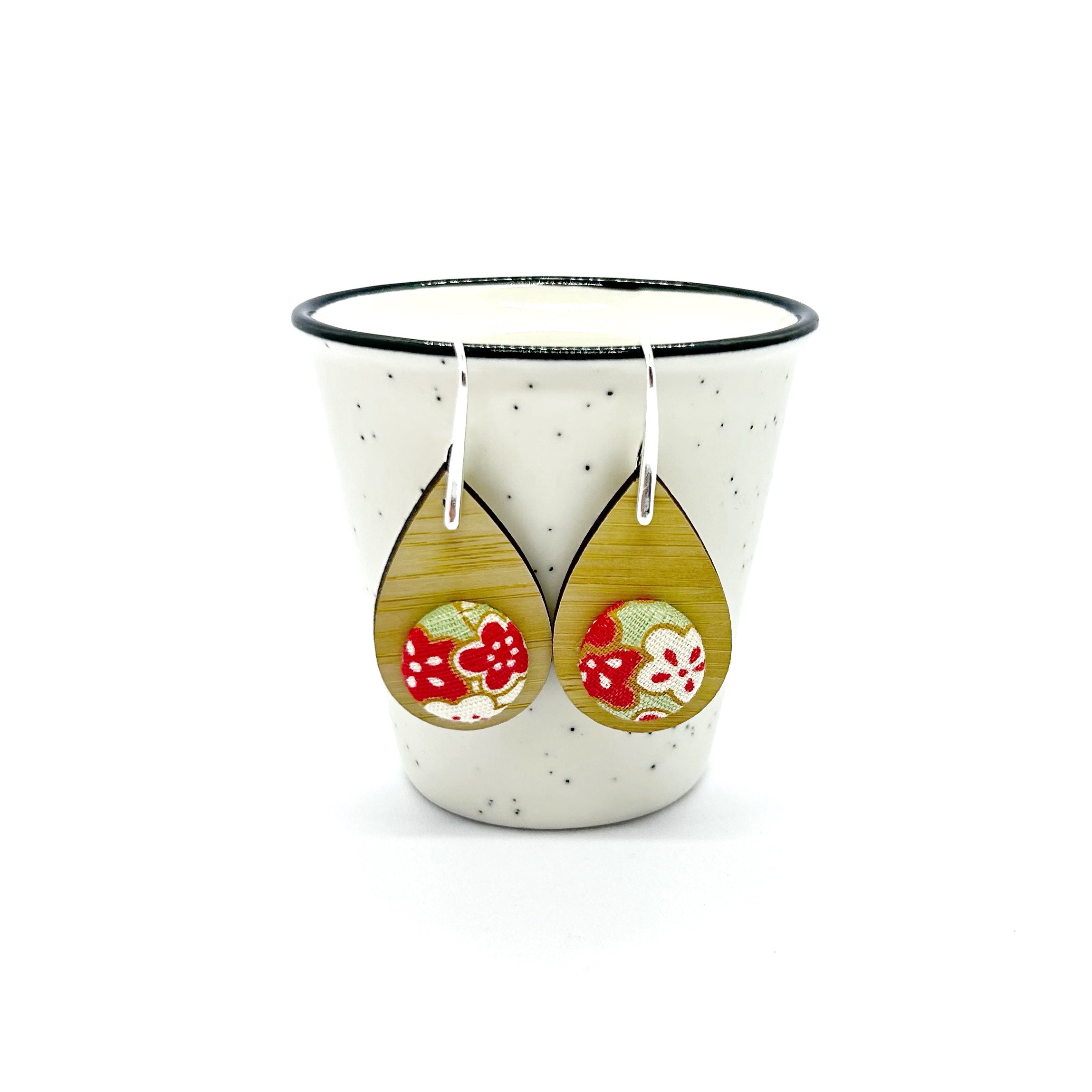 Kimono XL Tear Drop Earrings - Mint and Coral
