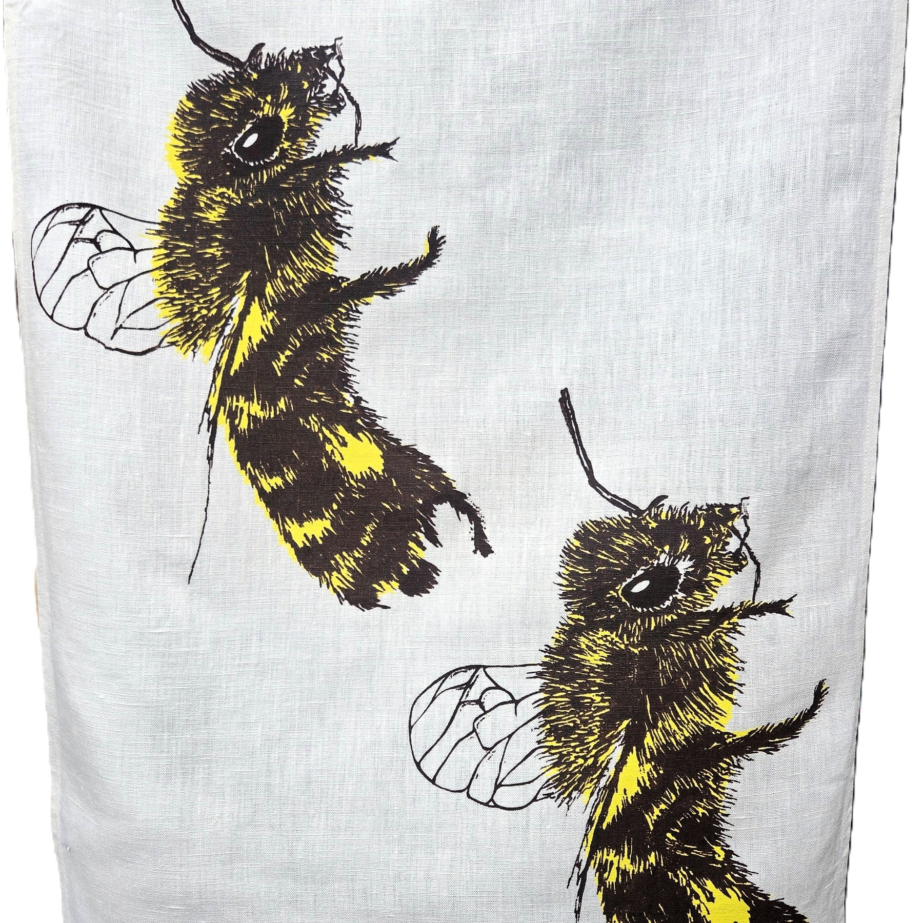 Hand Screen Printed Linen Tea Towels-2 Honey Bees