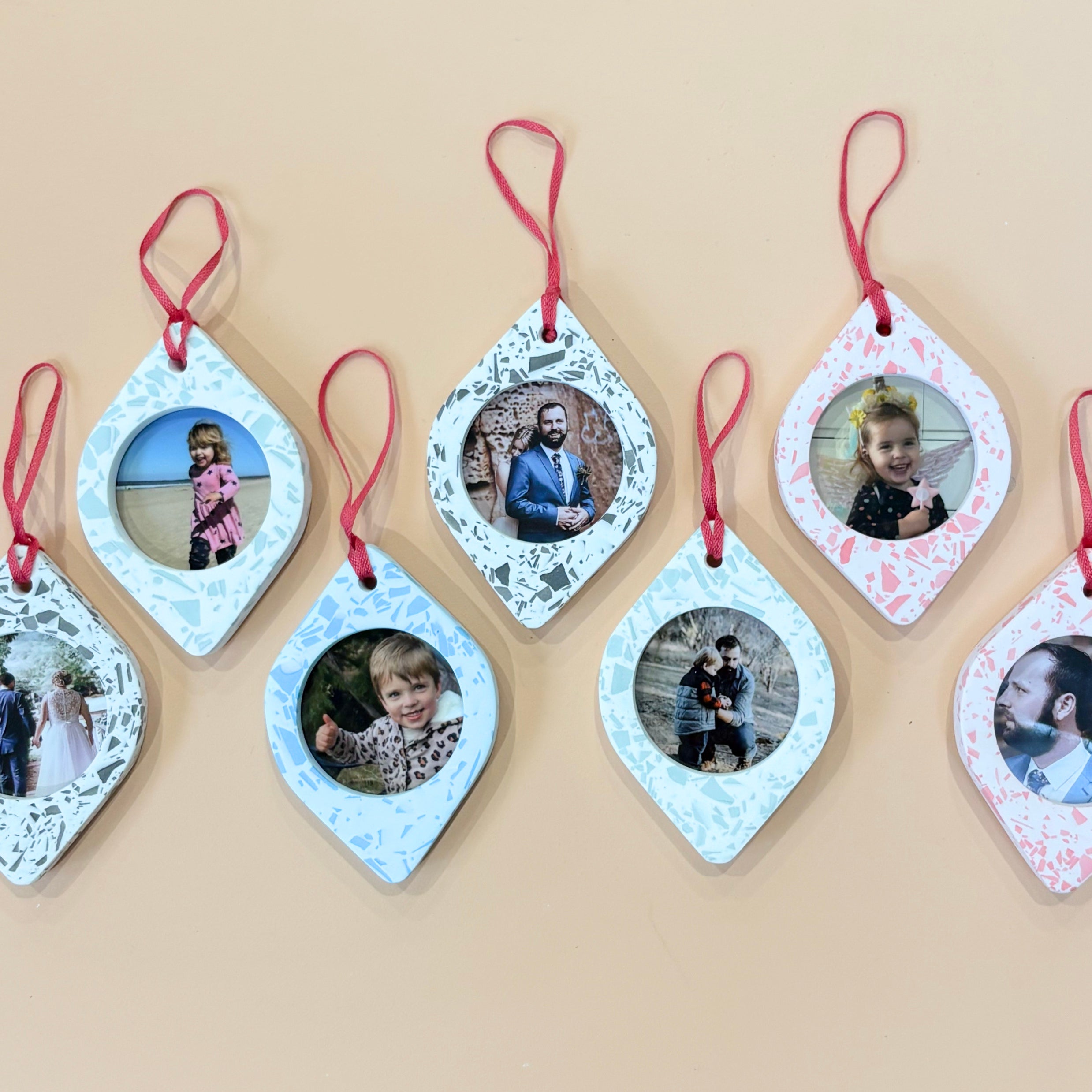 Terrazzo Christmas hanging ornament photo frames