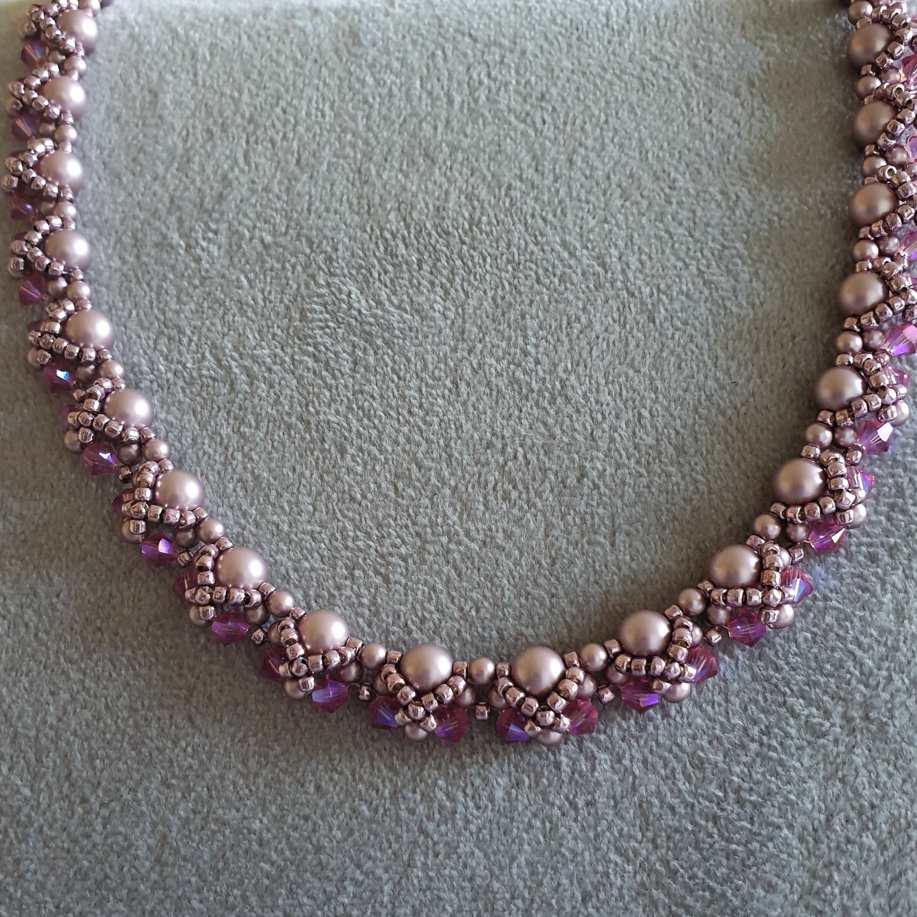 Pink Pearl and Crystal Necklace