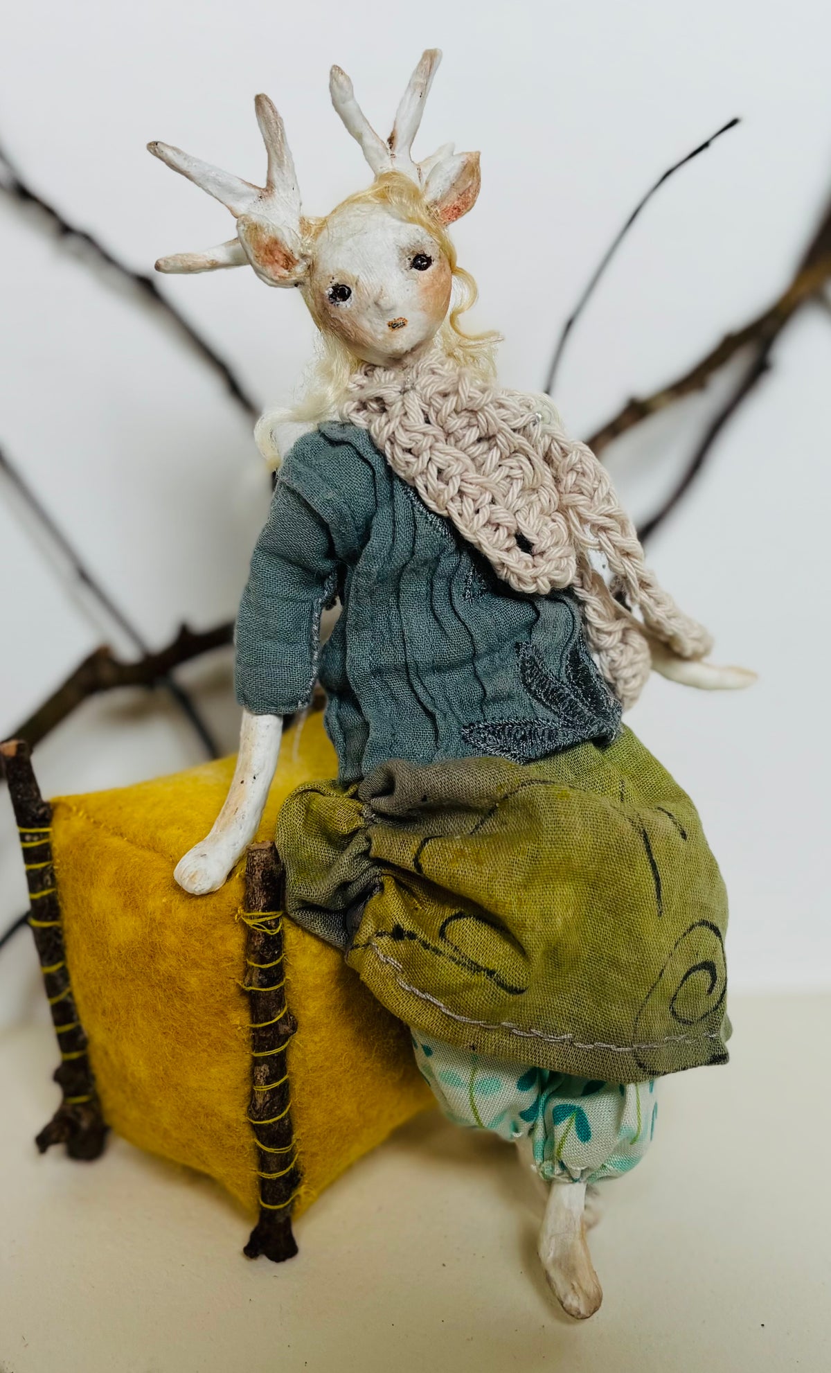 Art doll deer girl woodland creature collectable