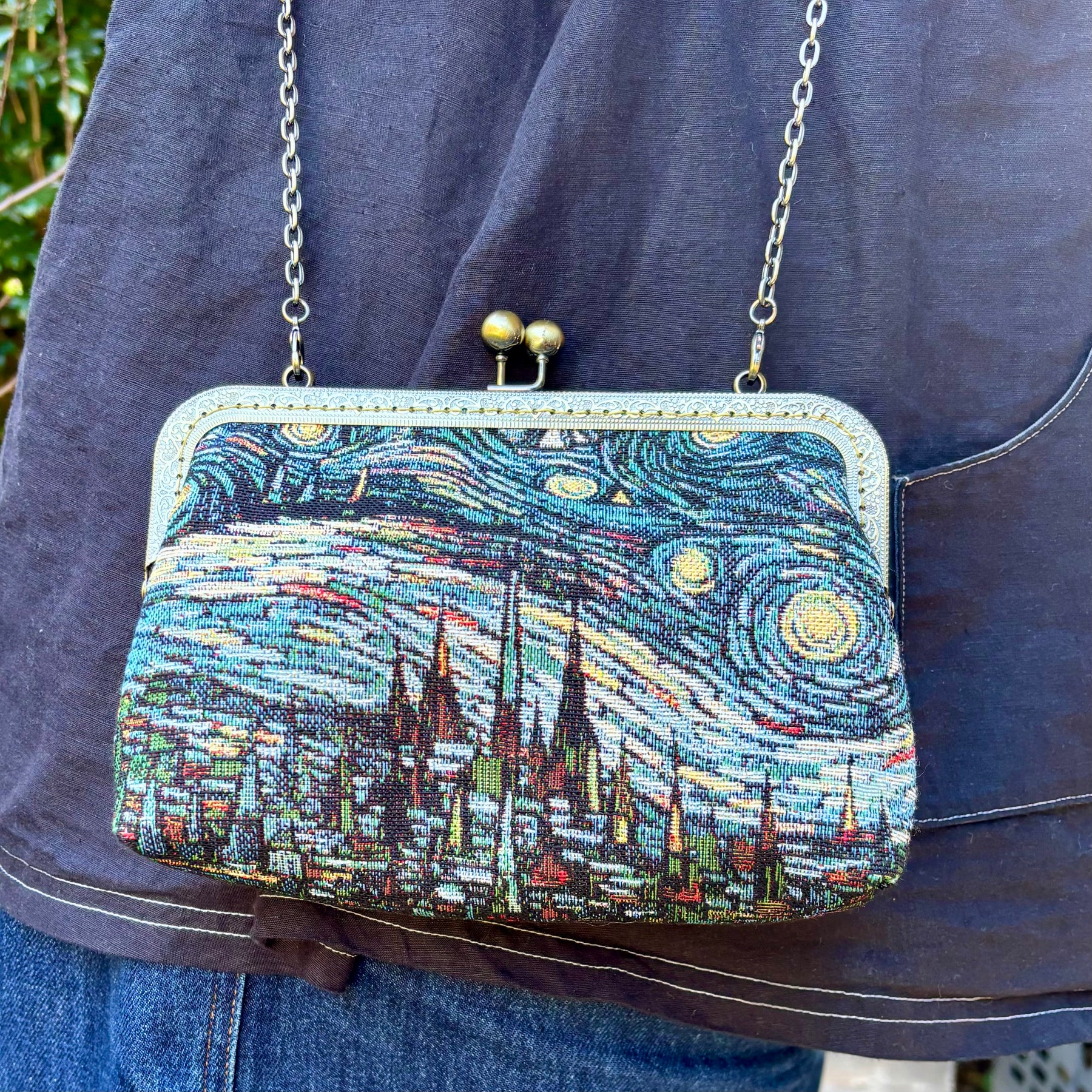 Kiss Lock Handbag - Starry Night