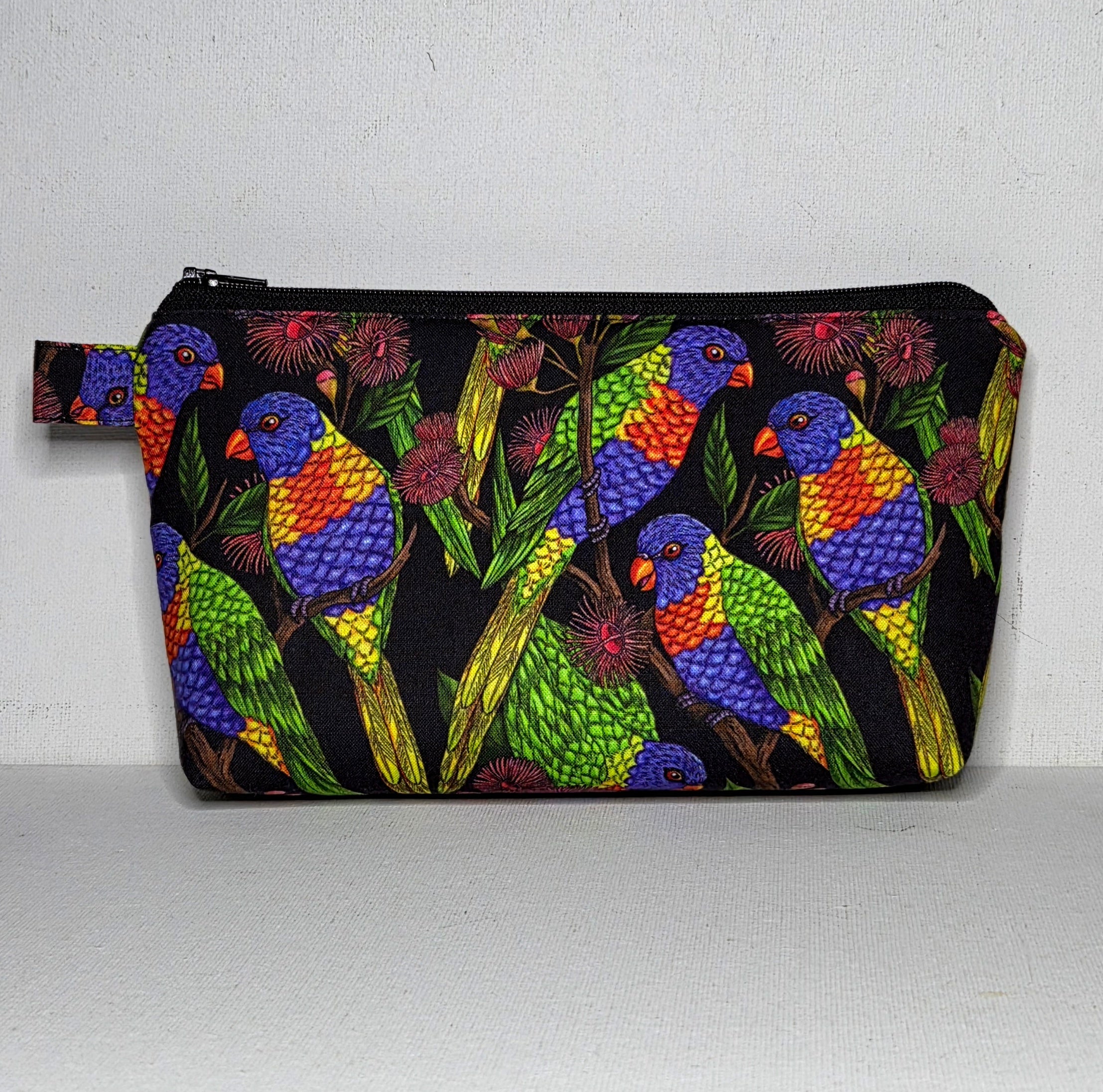Zippered Pouch in Rainbow Lorikeet fabric, size Large