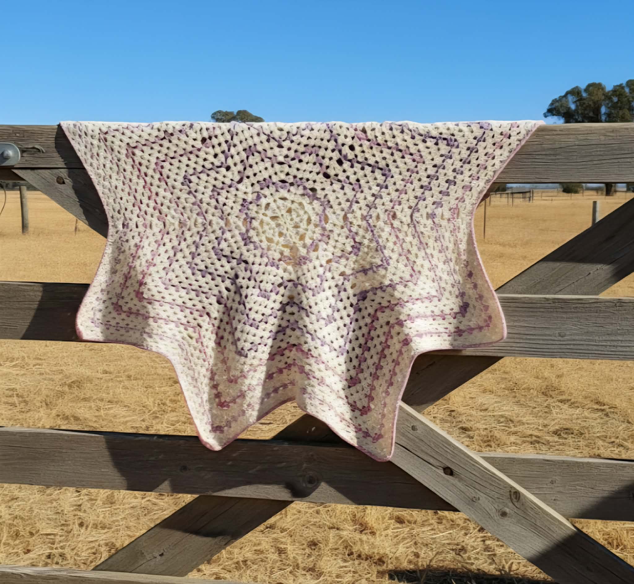 Baby blanket | Cream | Star Shape | Handmade | Crochet