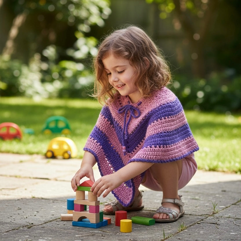 Joy | Handmade |Crochet Girls Poncho 3-5 years