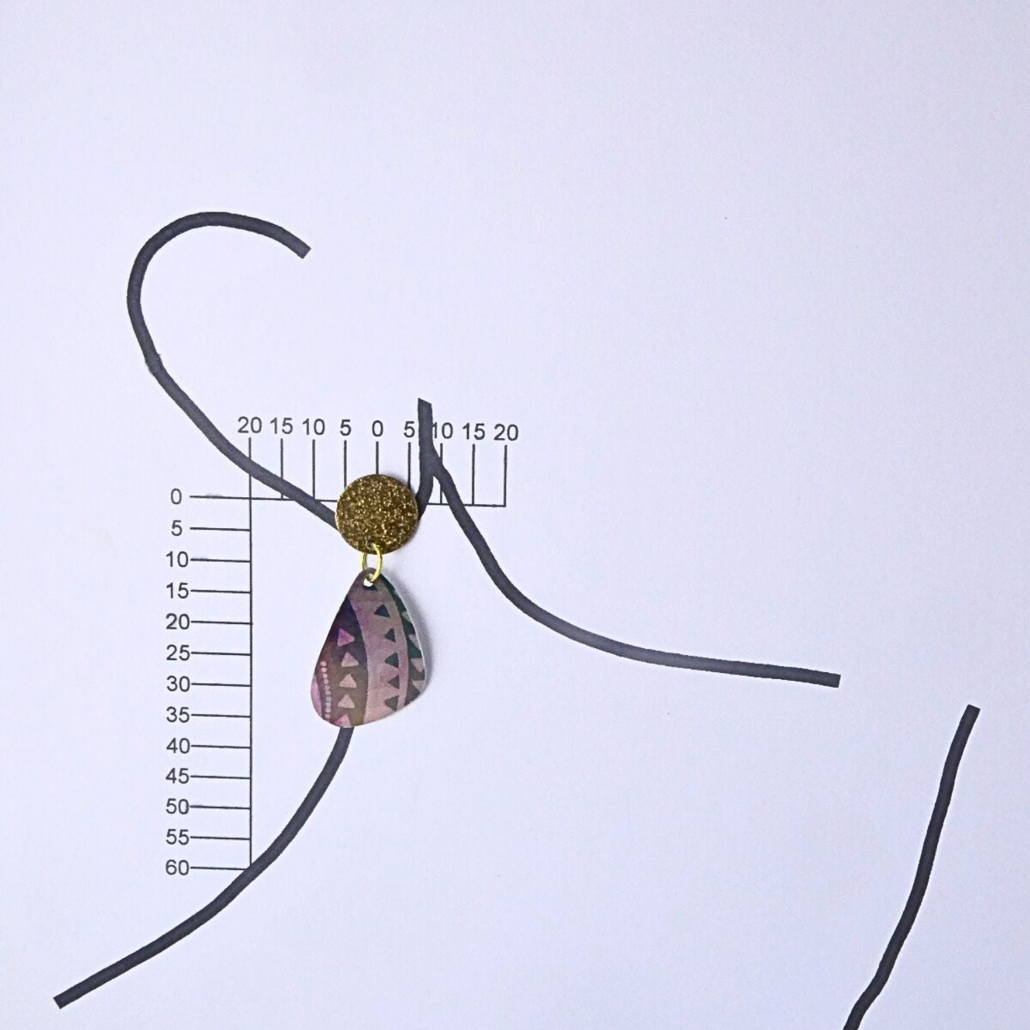 Anodised aluminium earrings hand printed Aztec Aura Collection