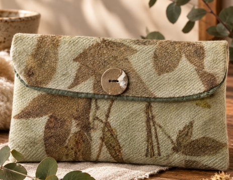Handcrafted Botanical Eco-Printed Wool Pouch