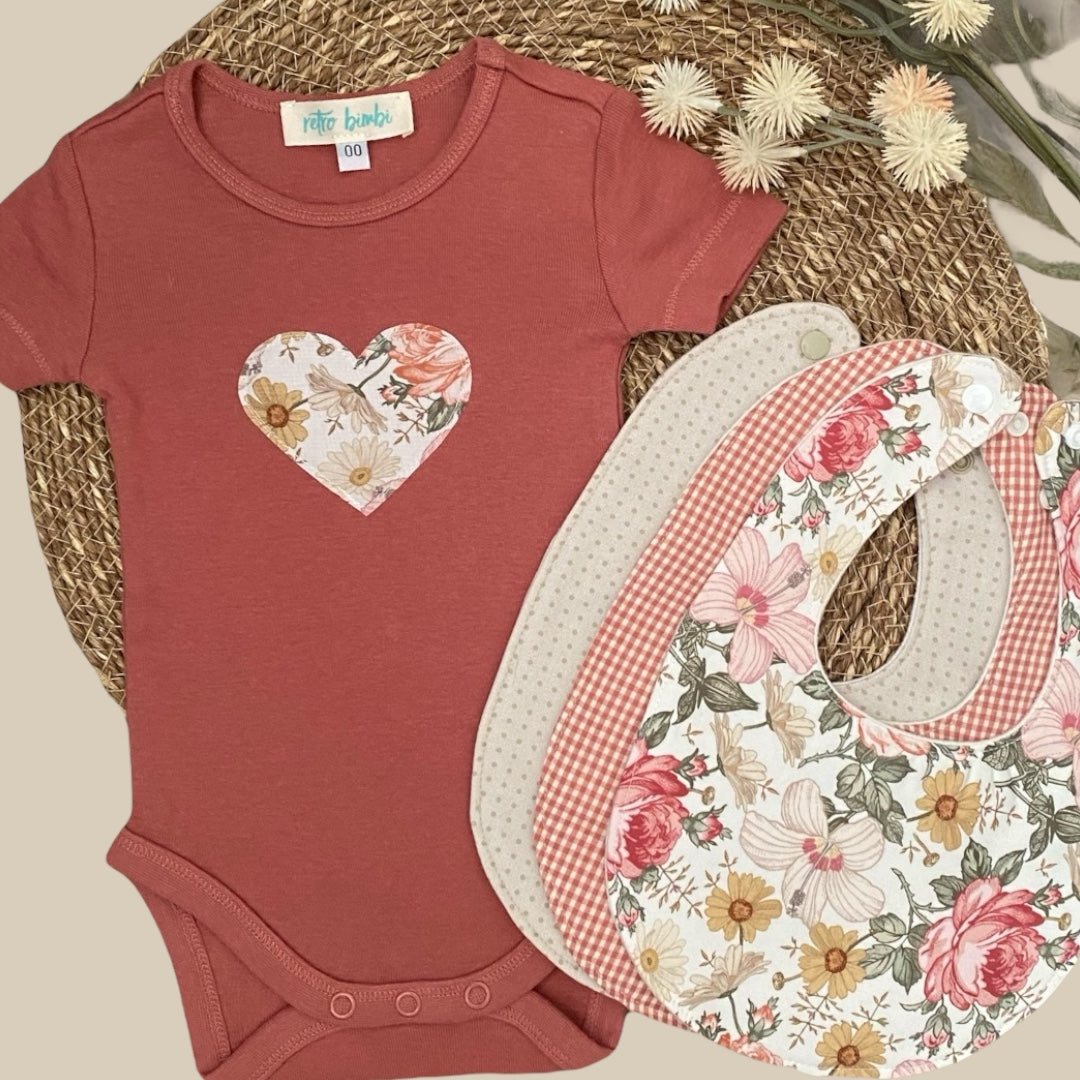 Cotton Onesie & Bibs Set - Vintage Floral