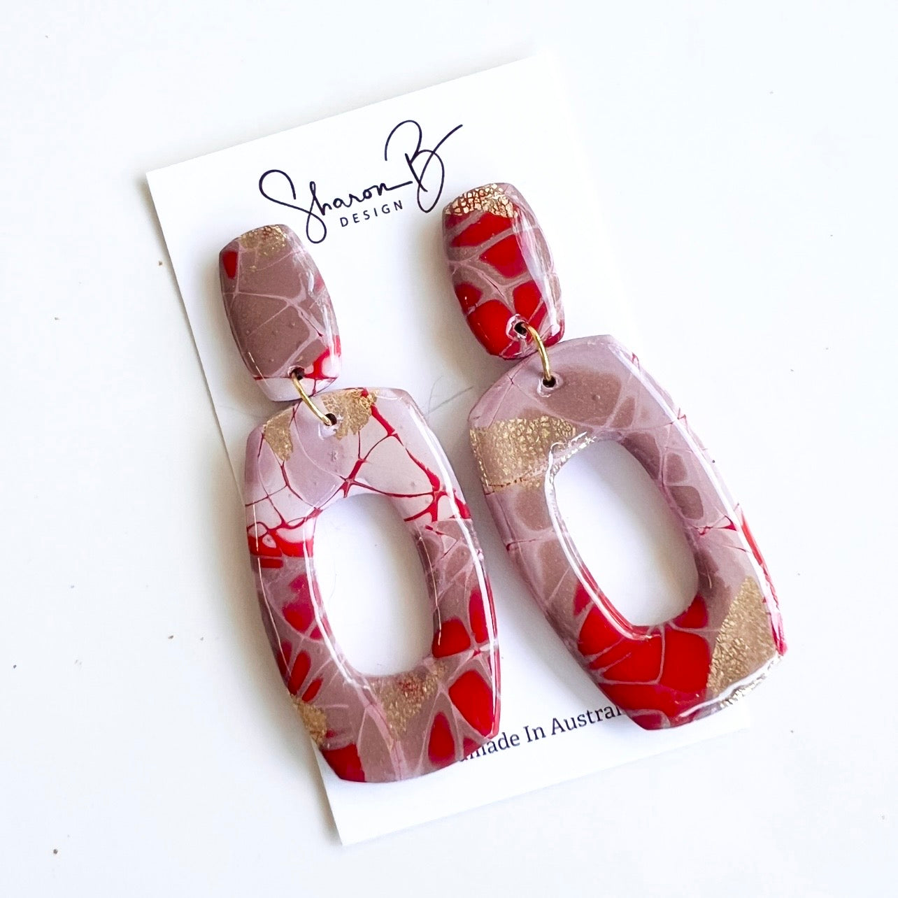 Earrings ~ Dangles ~ Polymer Clay ~ handmade~ unique ~Mokume Gane