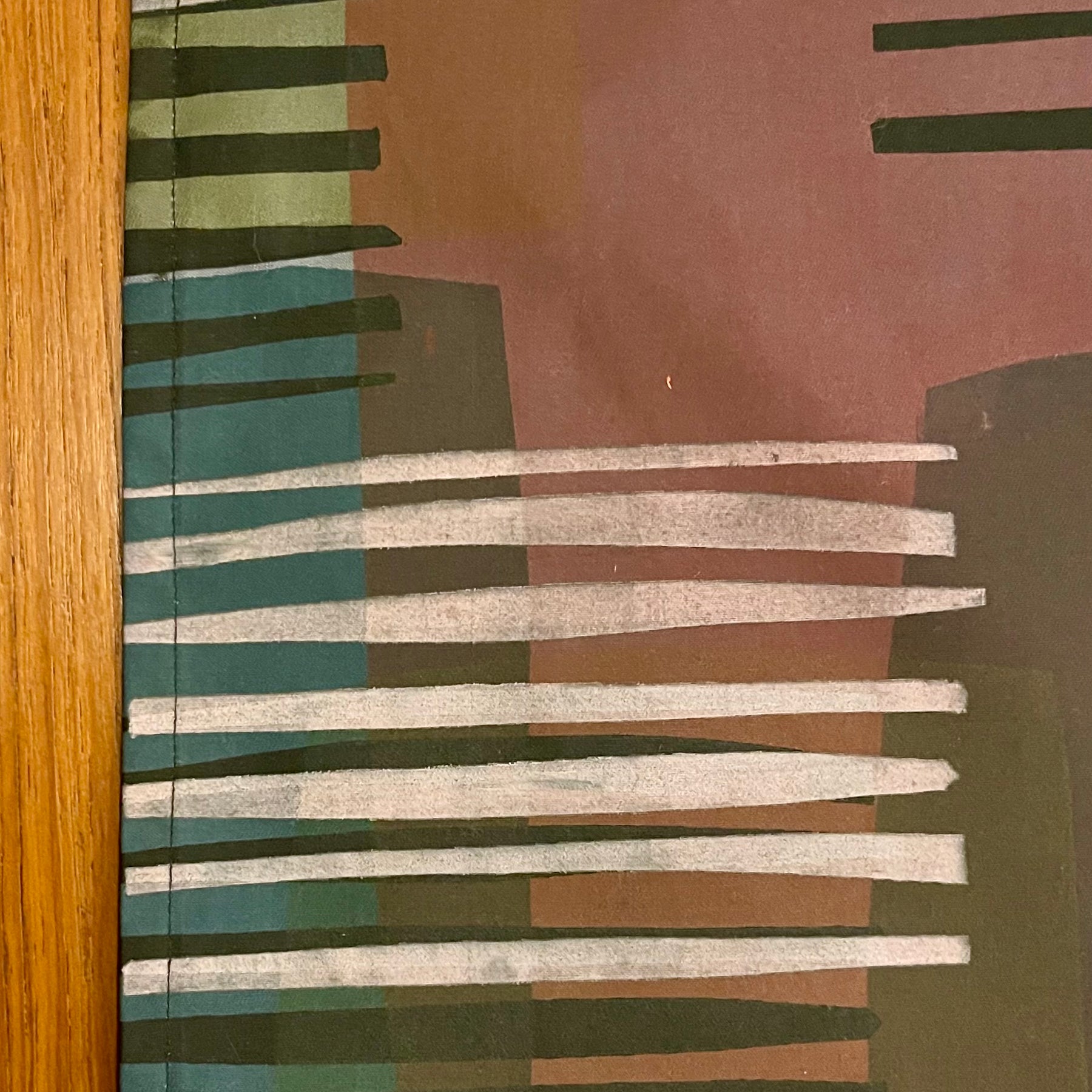 Table runner - Green rose grey and black lines