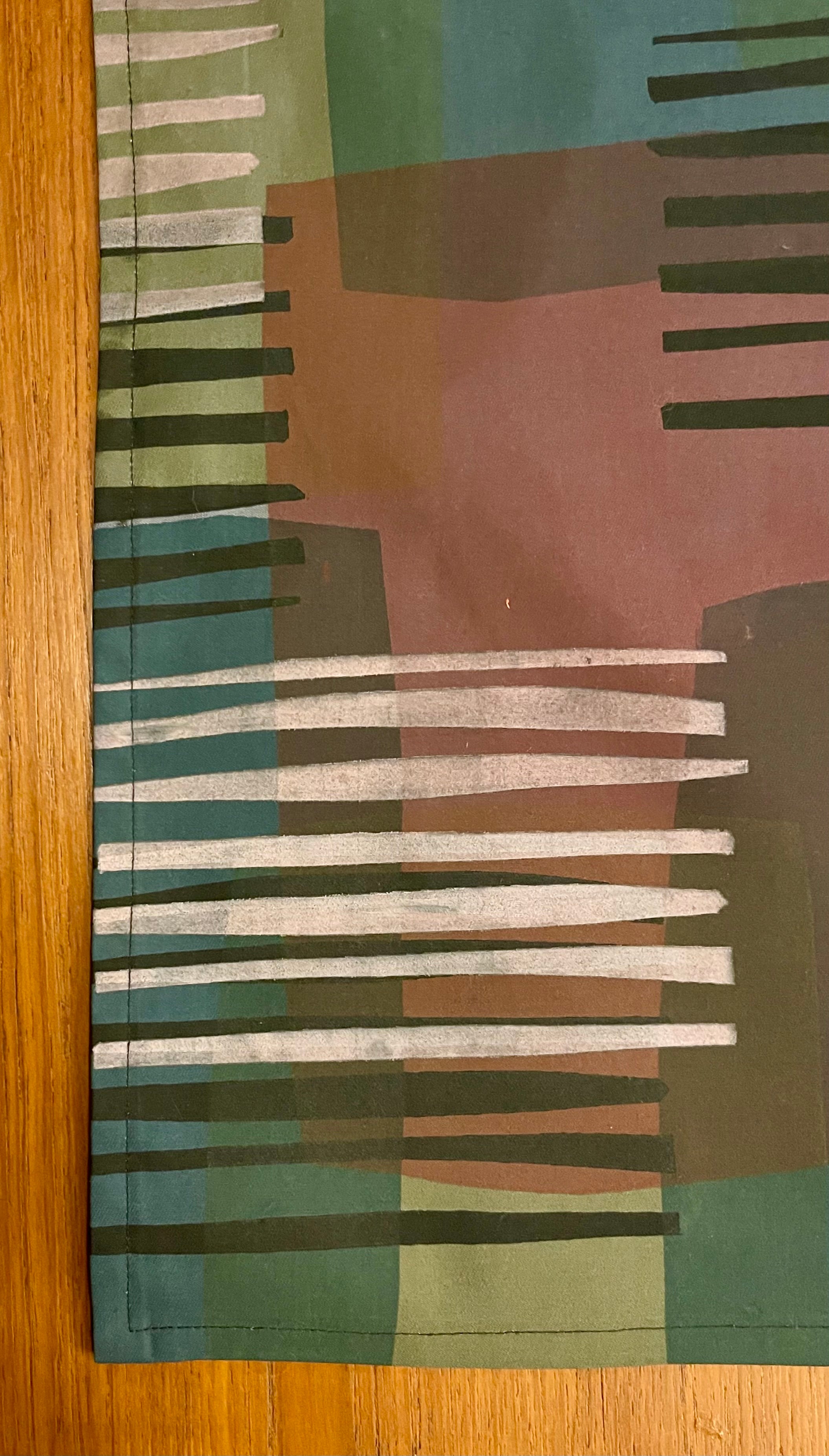 Table runner - Green rose grey and black lines
