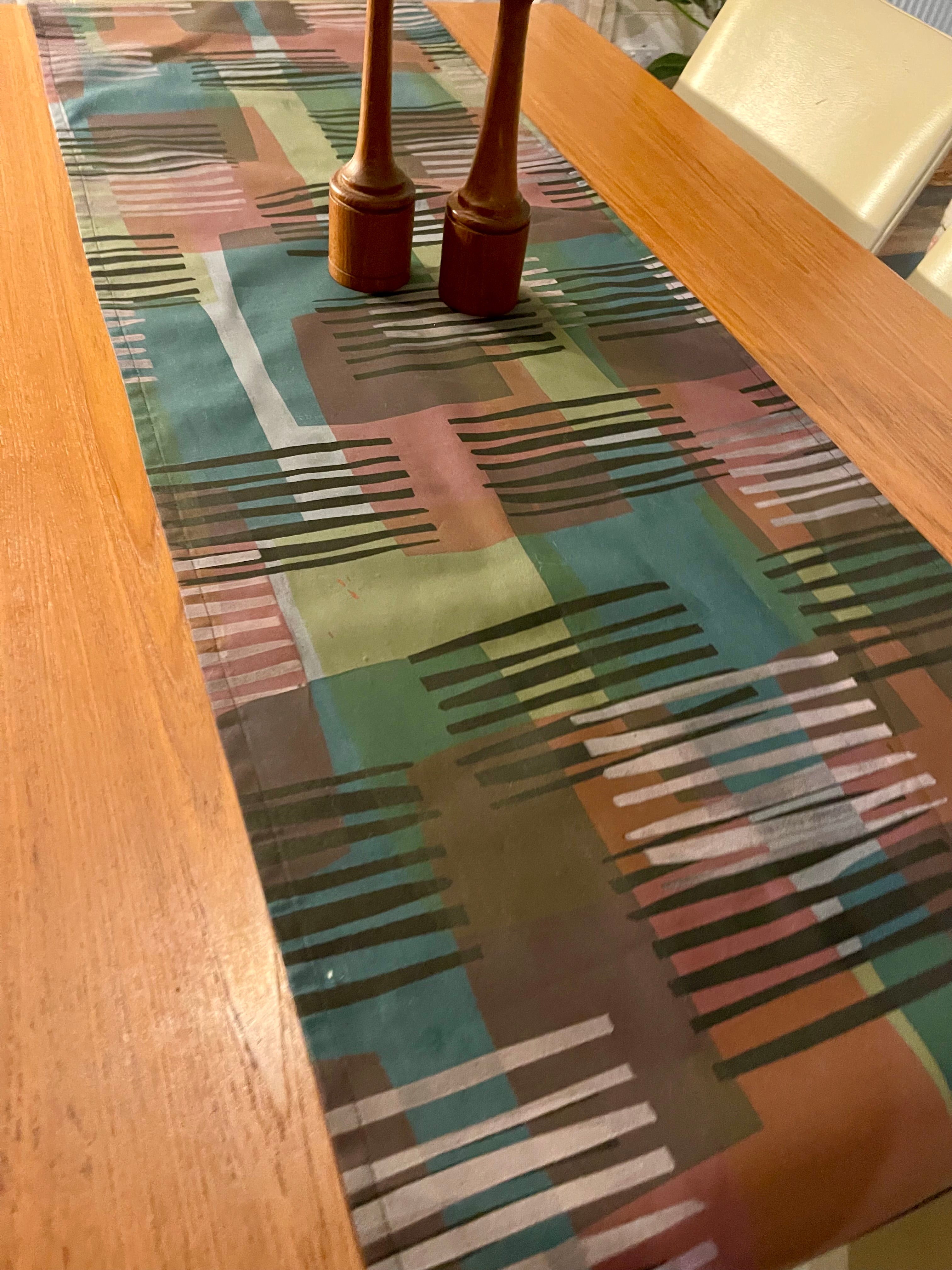 Table runner - Green rose grey and black lines
