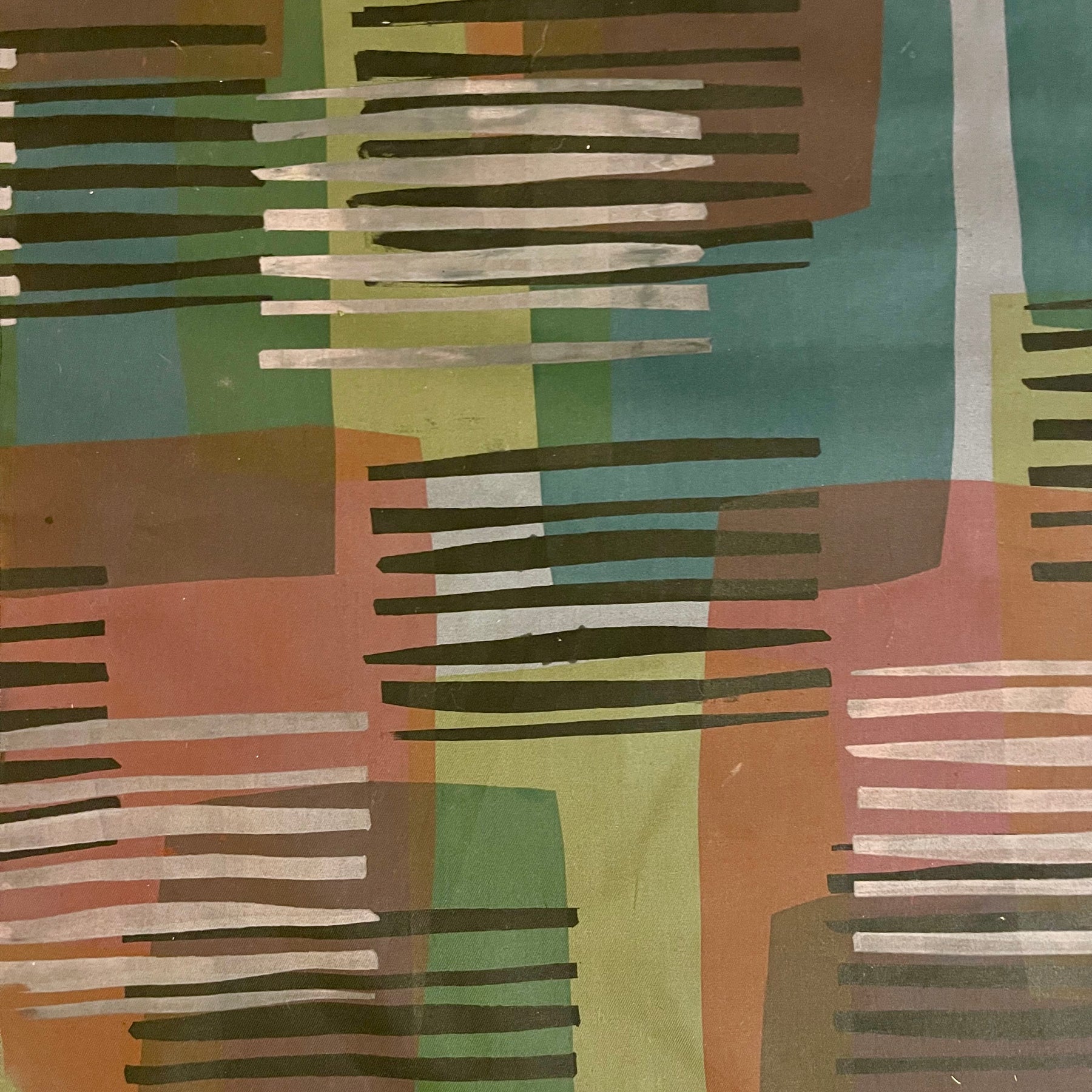 Table runner - Green rose grey and black lines