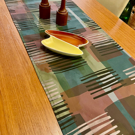 Table runner - Green rose grey and black lines