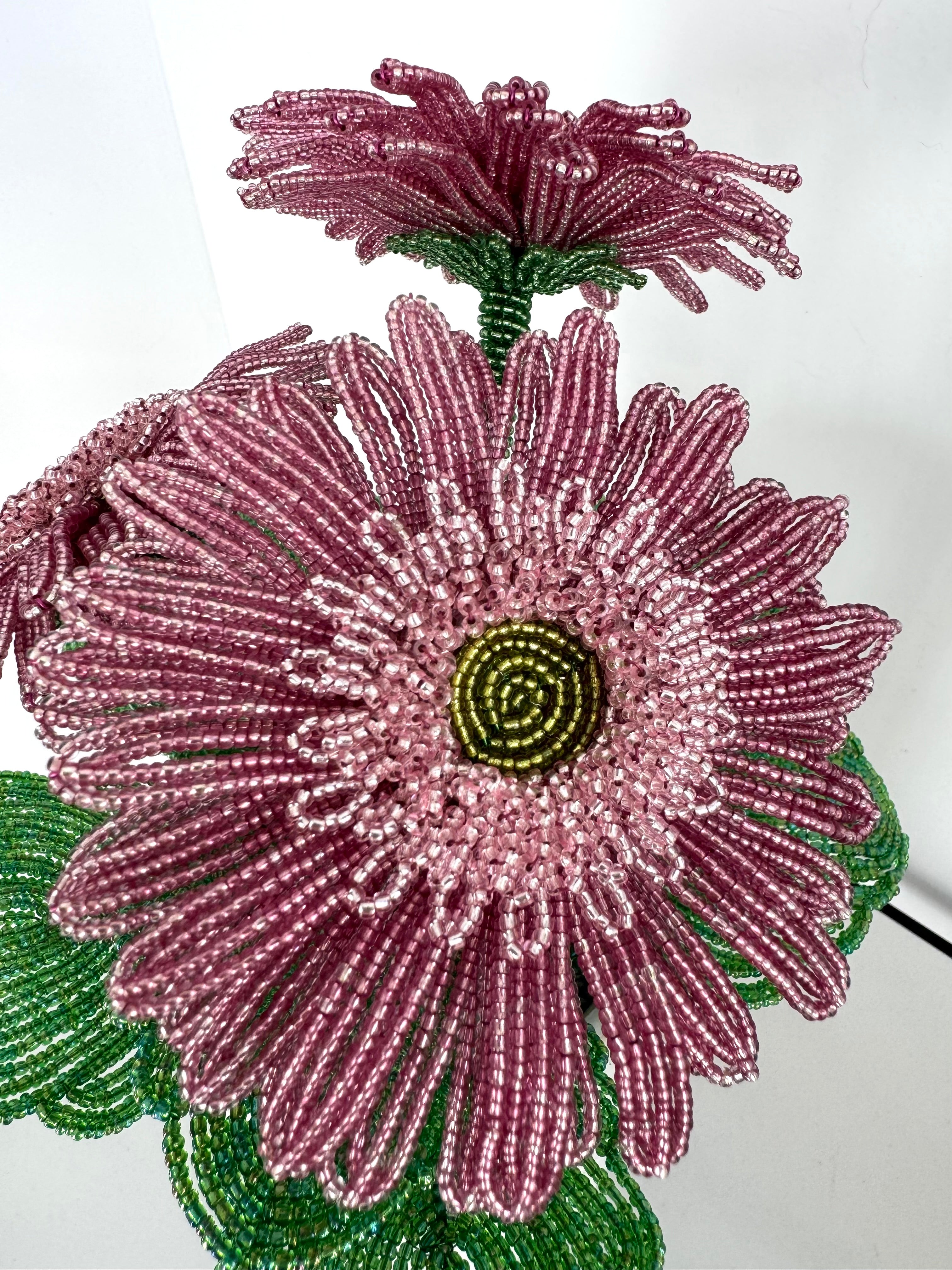 French-beaded potted Gerbera Daisy