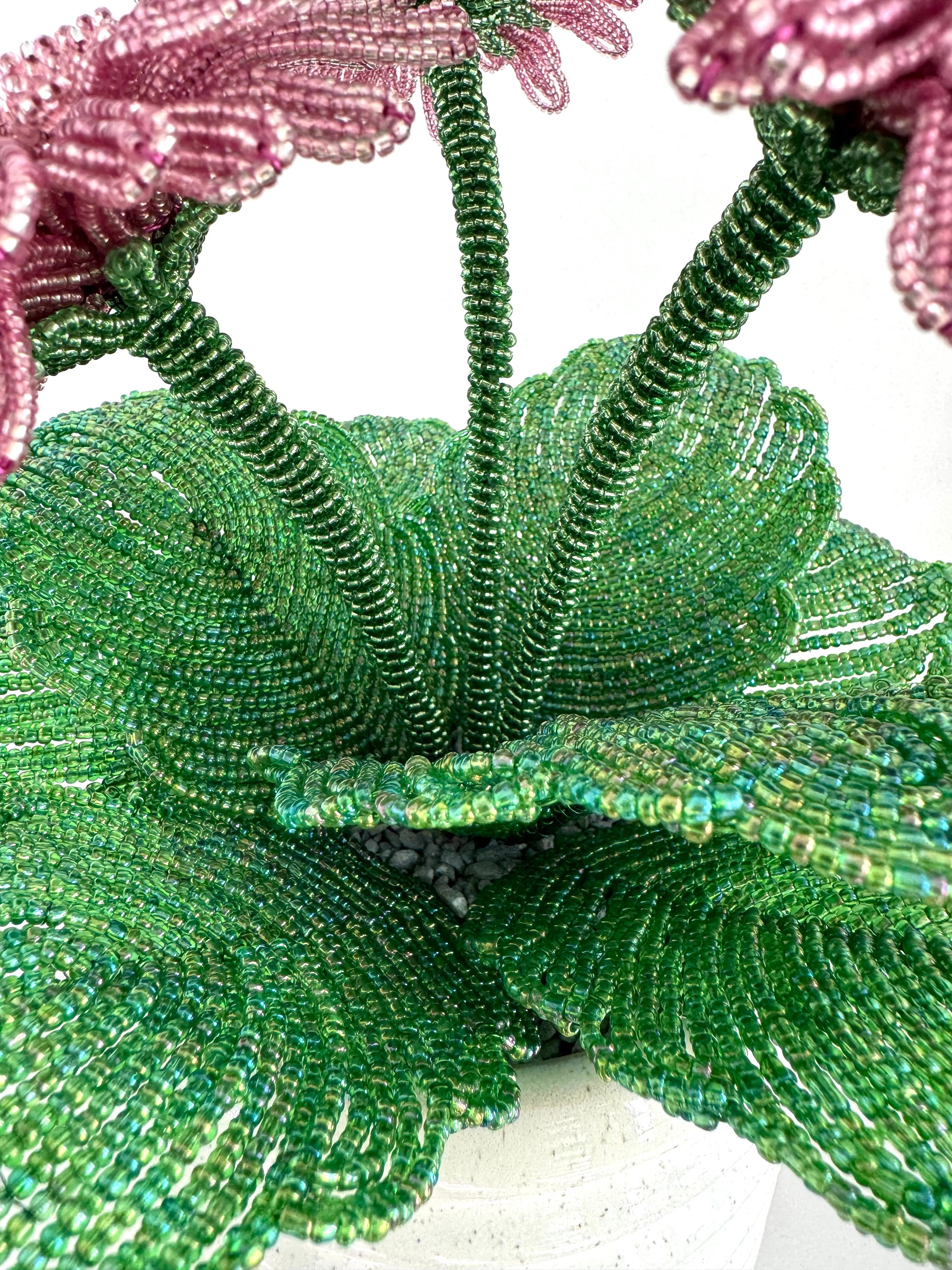 French-beaded potted Gerbera Daisy