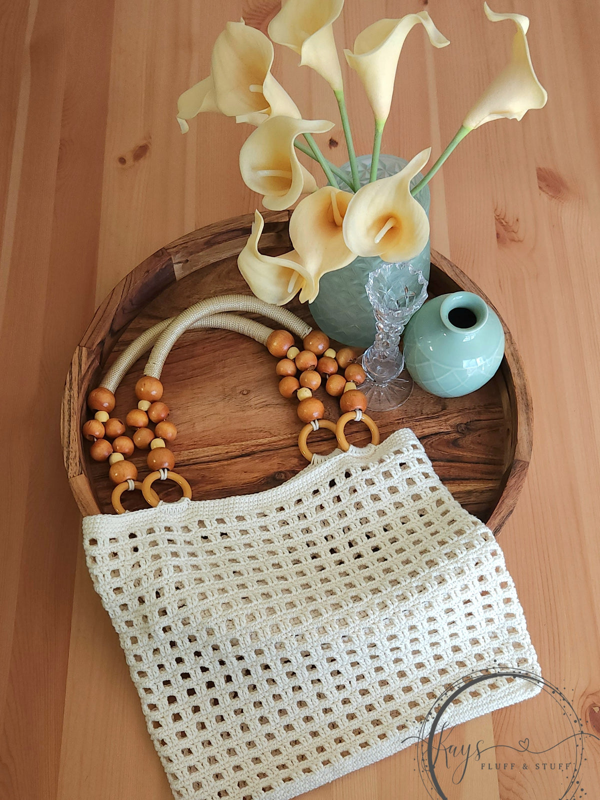 Crochet Market Bags with Beaded Handles