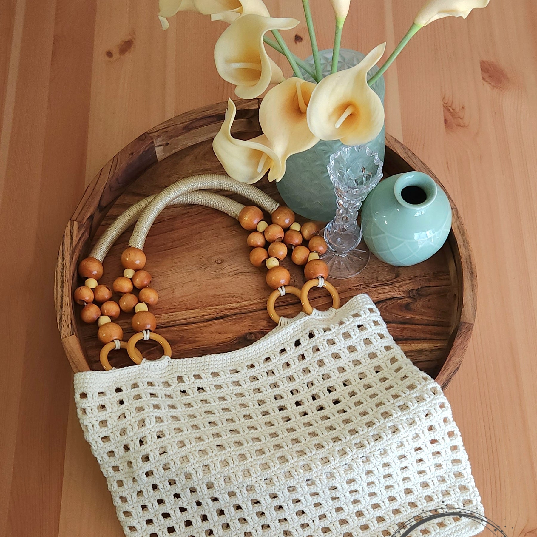 Crochet Market Bags with Beaded Handles