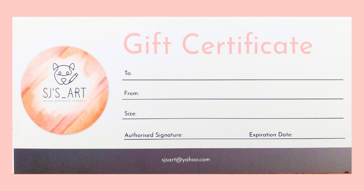 Pet Portrait Gift Certificate - Great Gift Idea