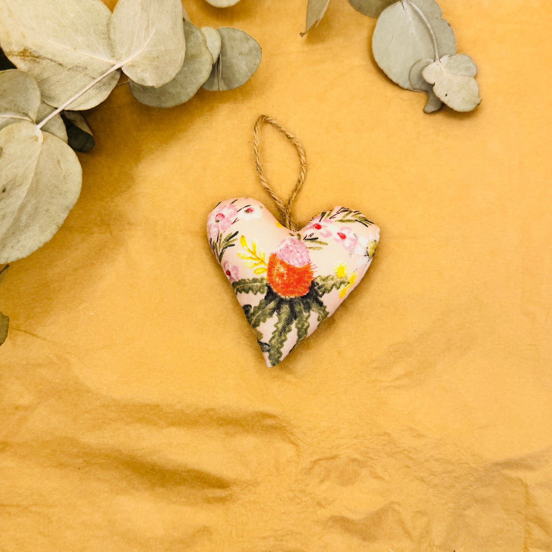 Handmade Pink possum/banksia Hearts