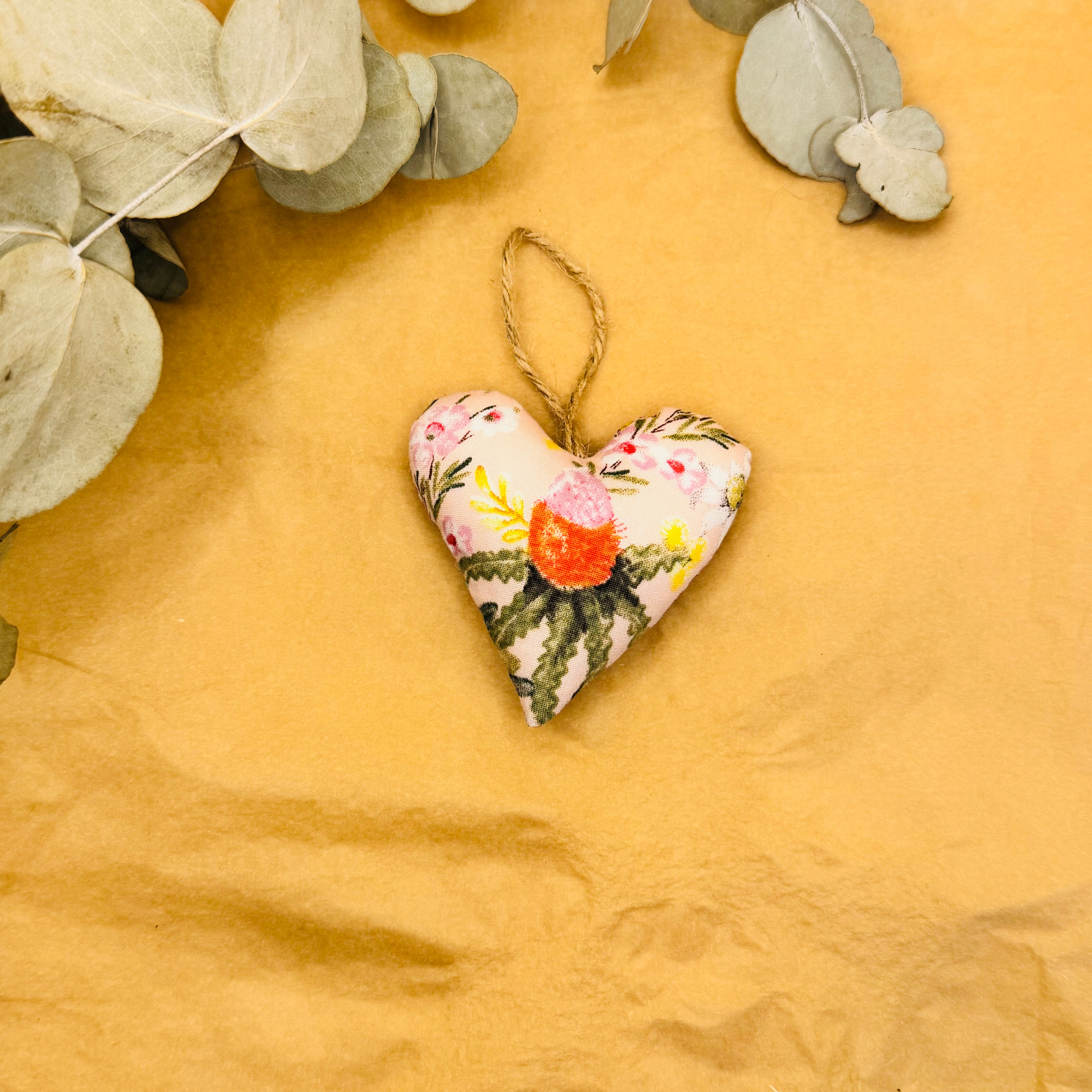 Handmade Pink possum/banksia Hearts