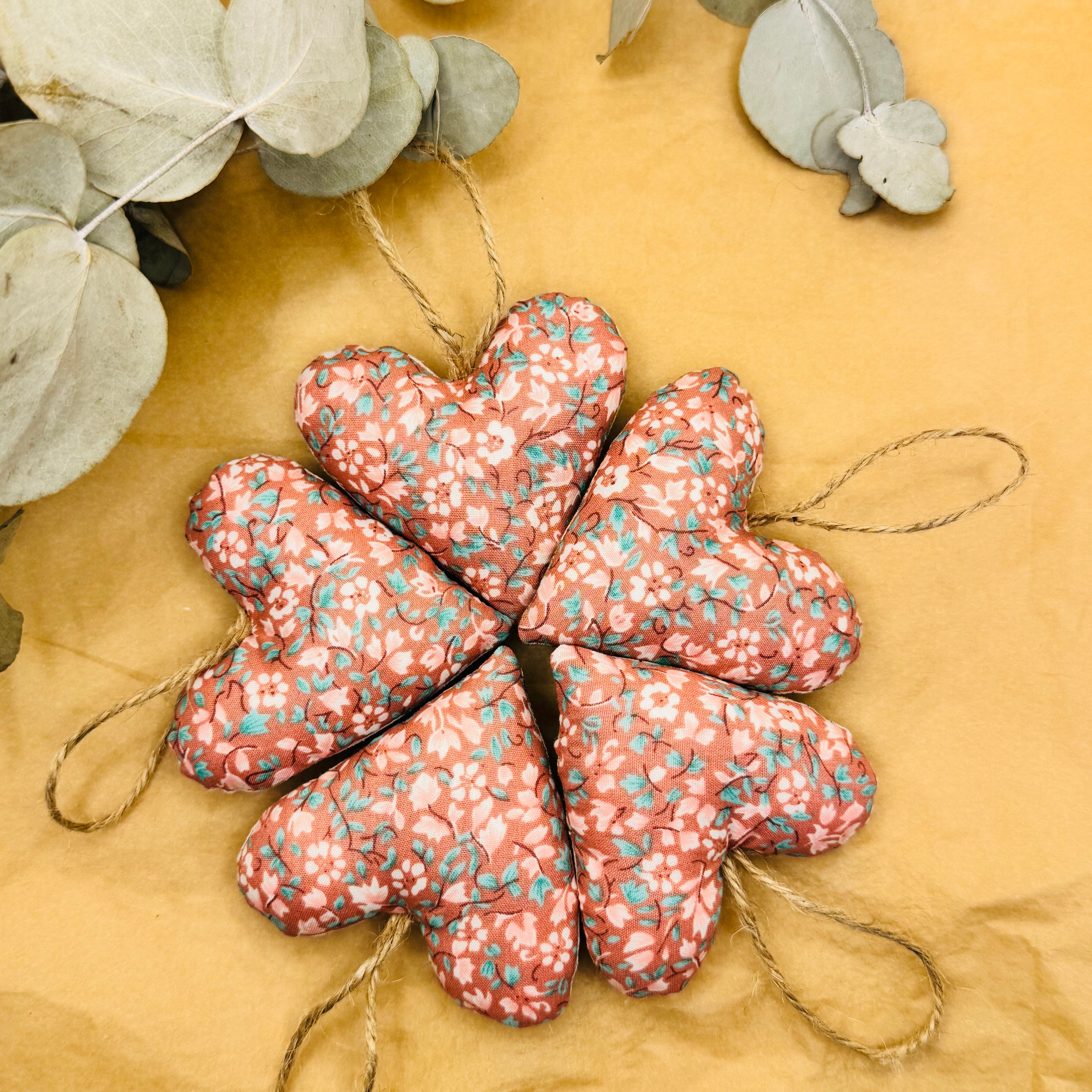 Handmade Pink possum/banksia Hearts