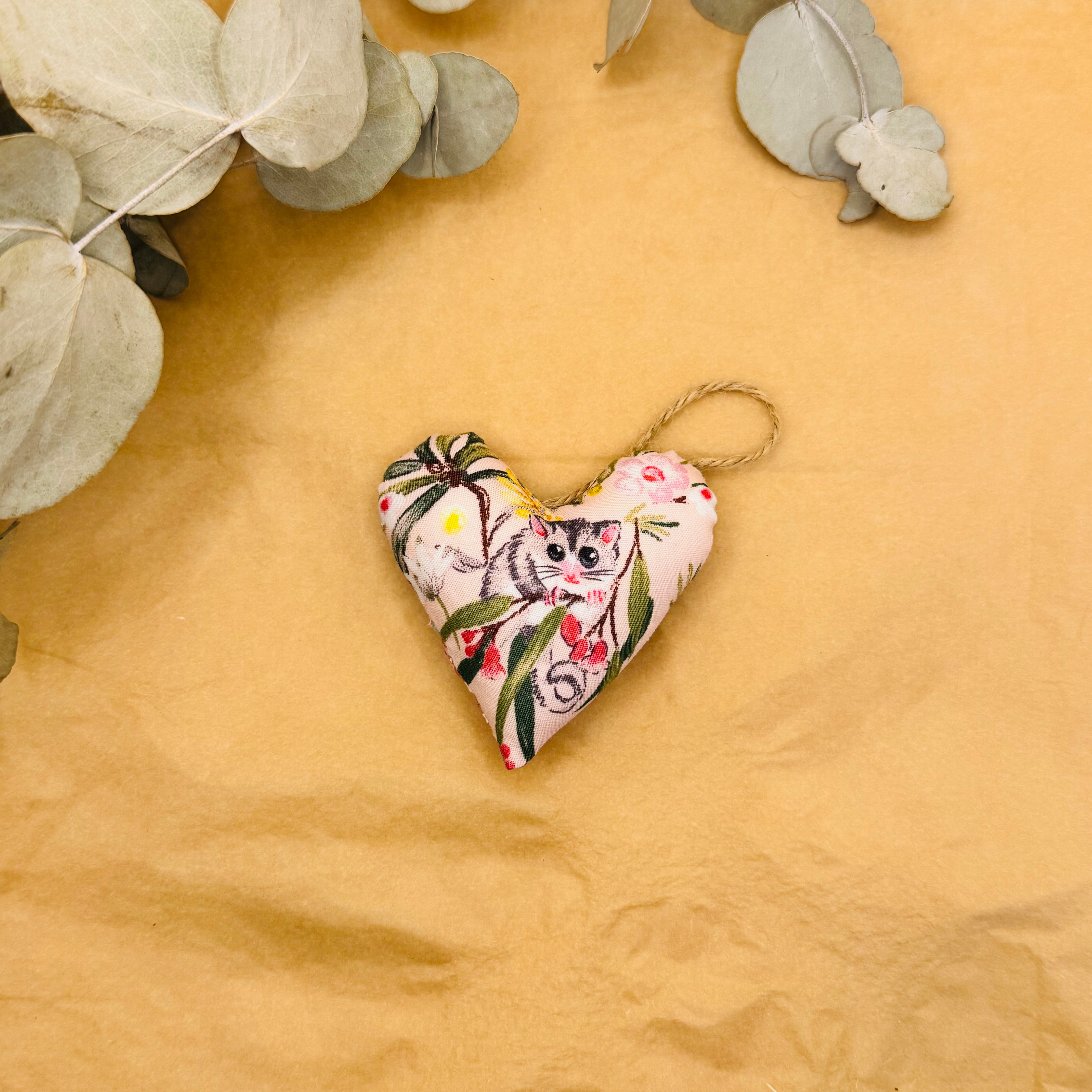 Handmade Pink possum/banksia Hearts