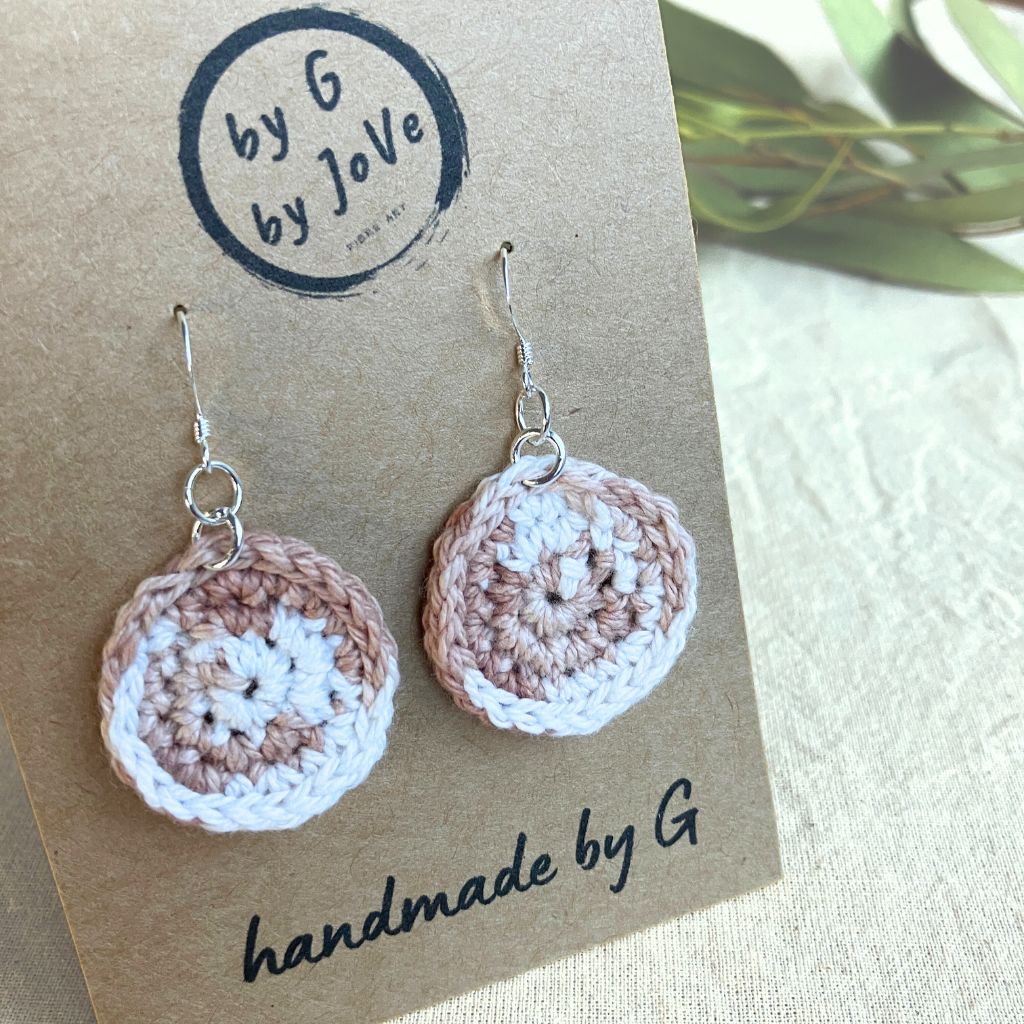 Soft Sands - Handmade Cotton Crochet Dangle Earrings
