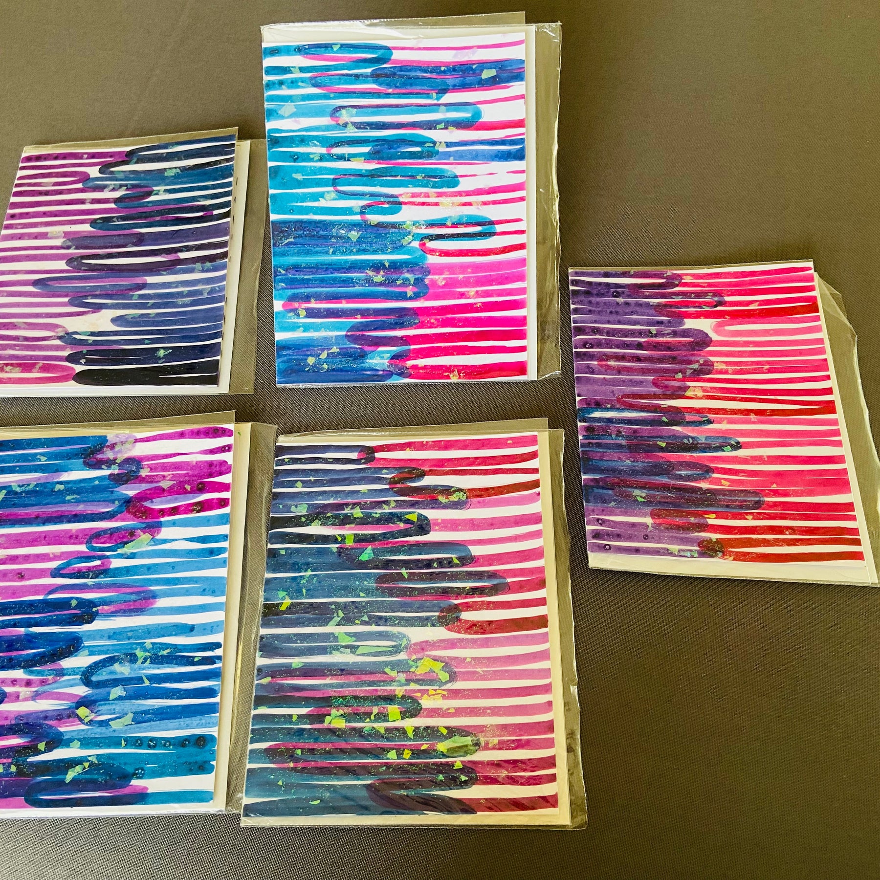 Hand Painted Greeting Cards: 5-pack