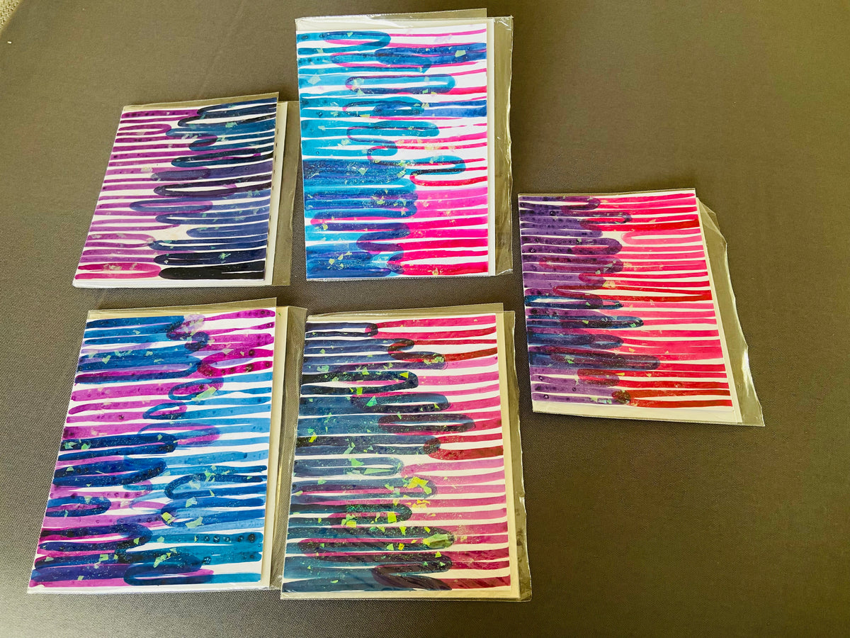 Hand Painted Greeting Cards: 5-pack