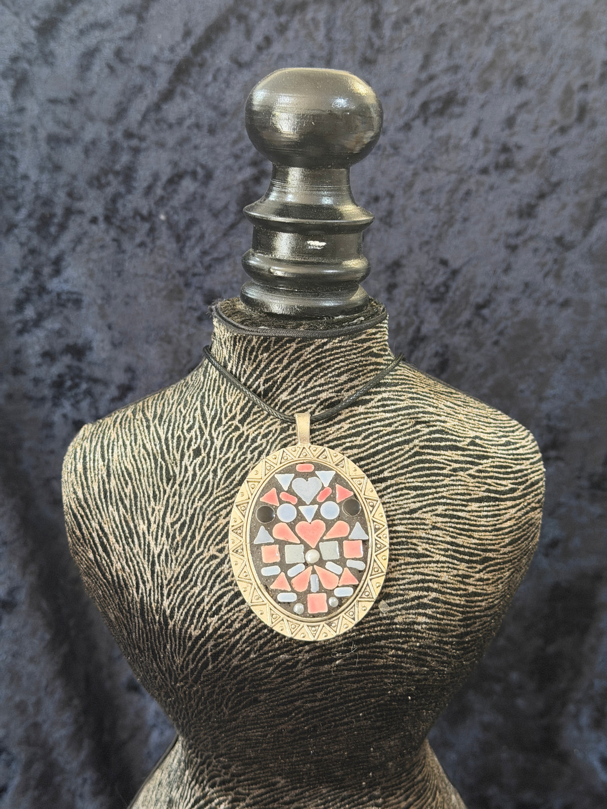 Mosaic Oval Silver Pendant