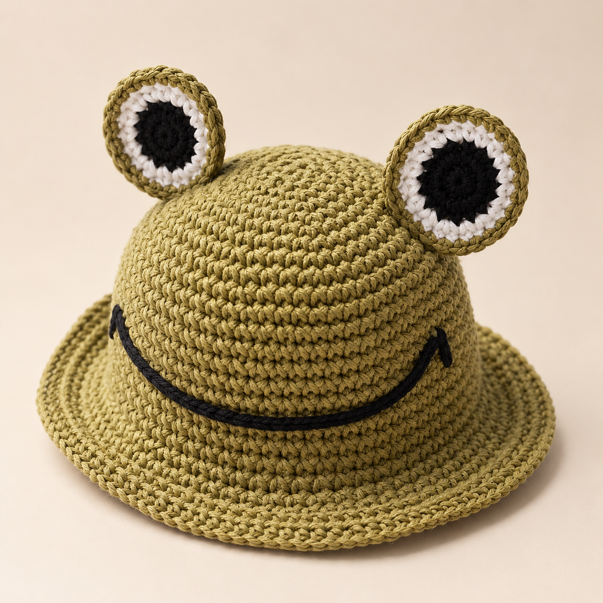 Hand-Crocheted Cotton Baby Hat Happy Frog