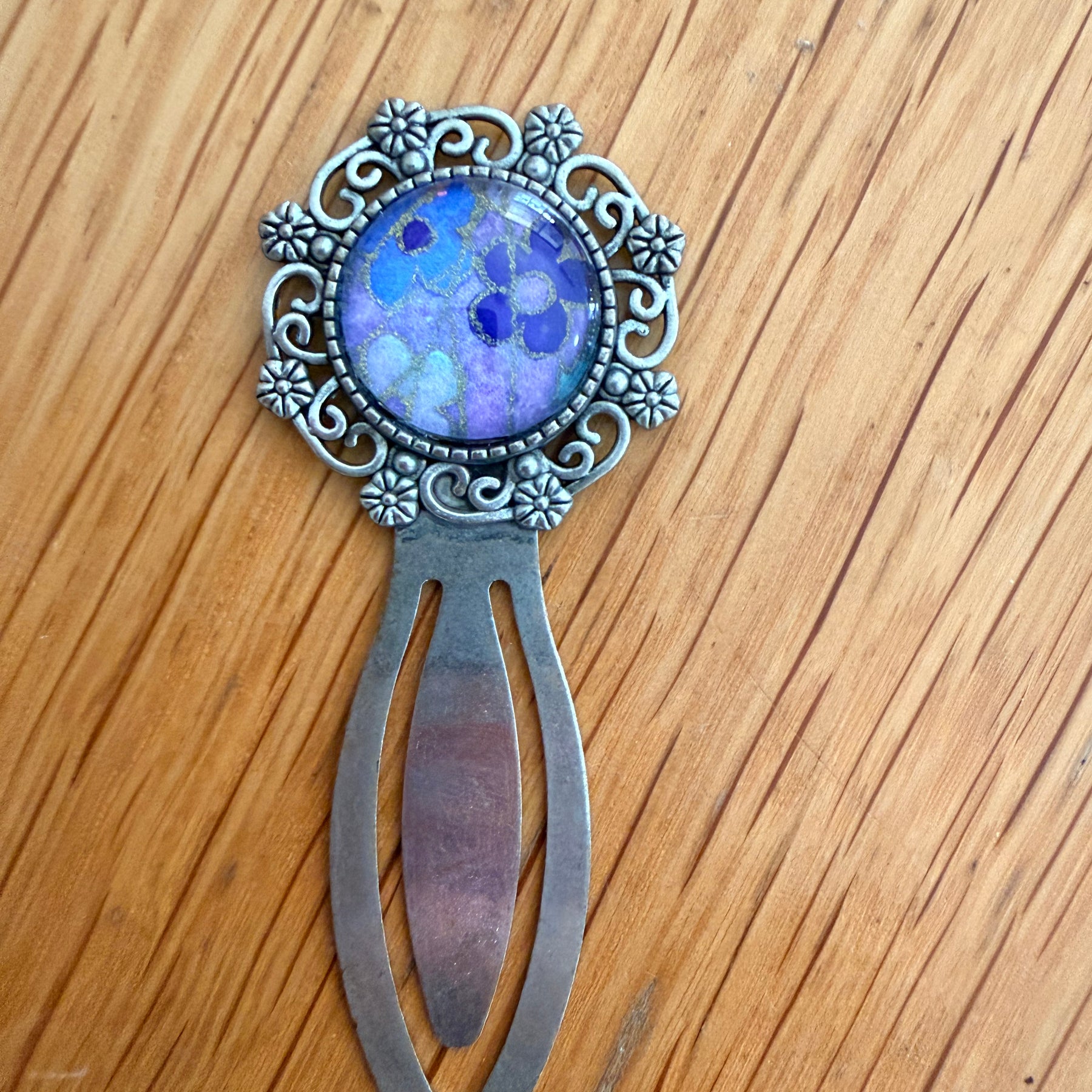 Antique Silver Vintage WASHI Cabochon Bookmark
