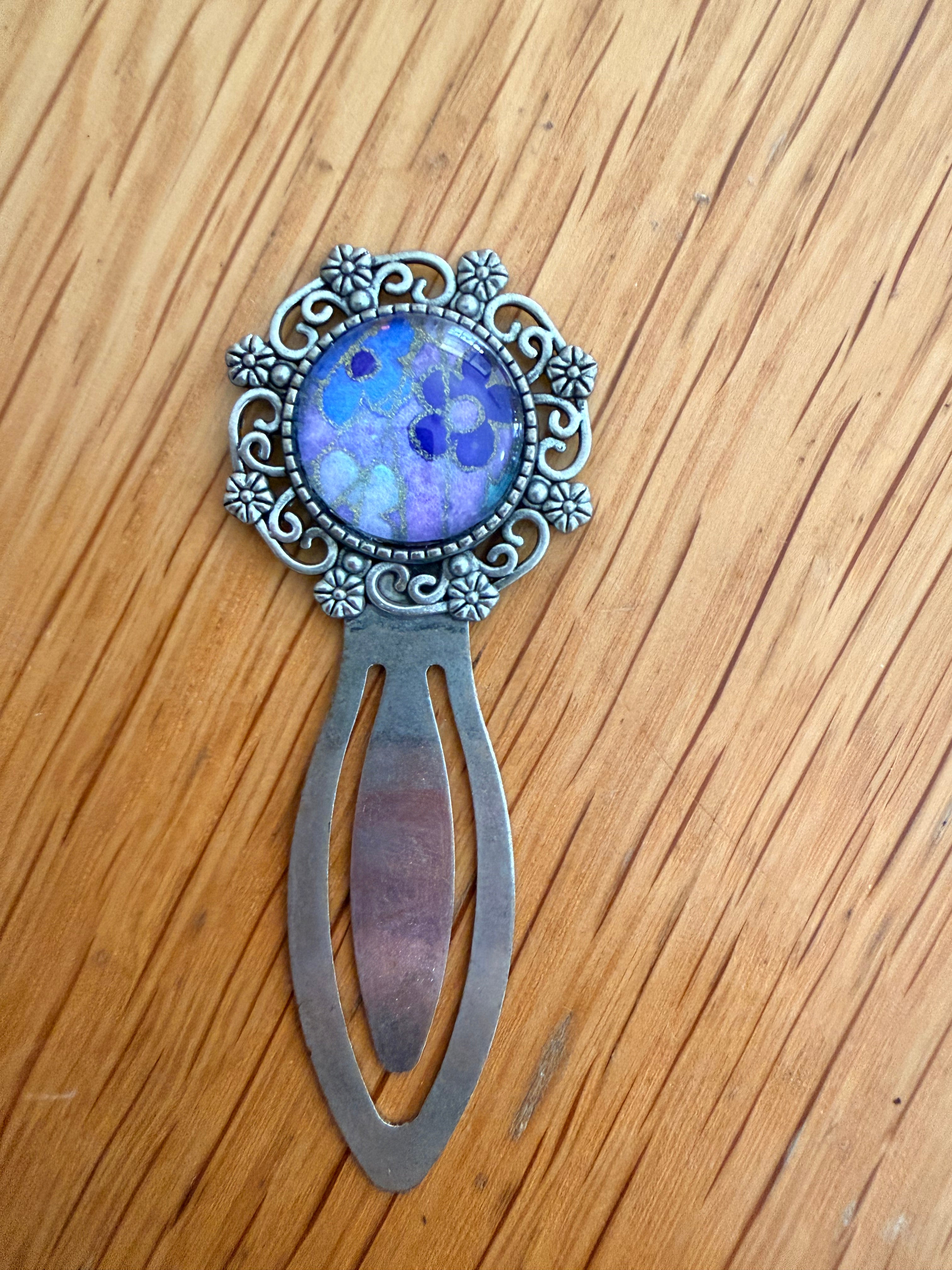 Antique Silver Vintage WASHI Cabochon Bookmark