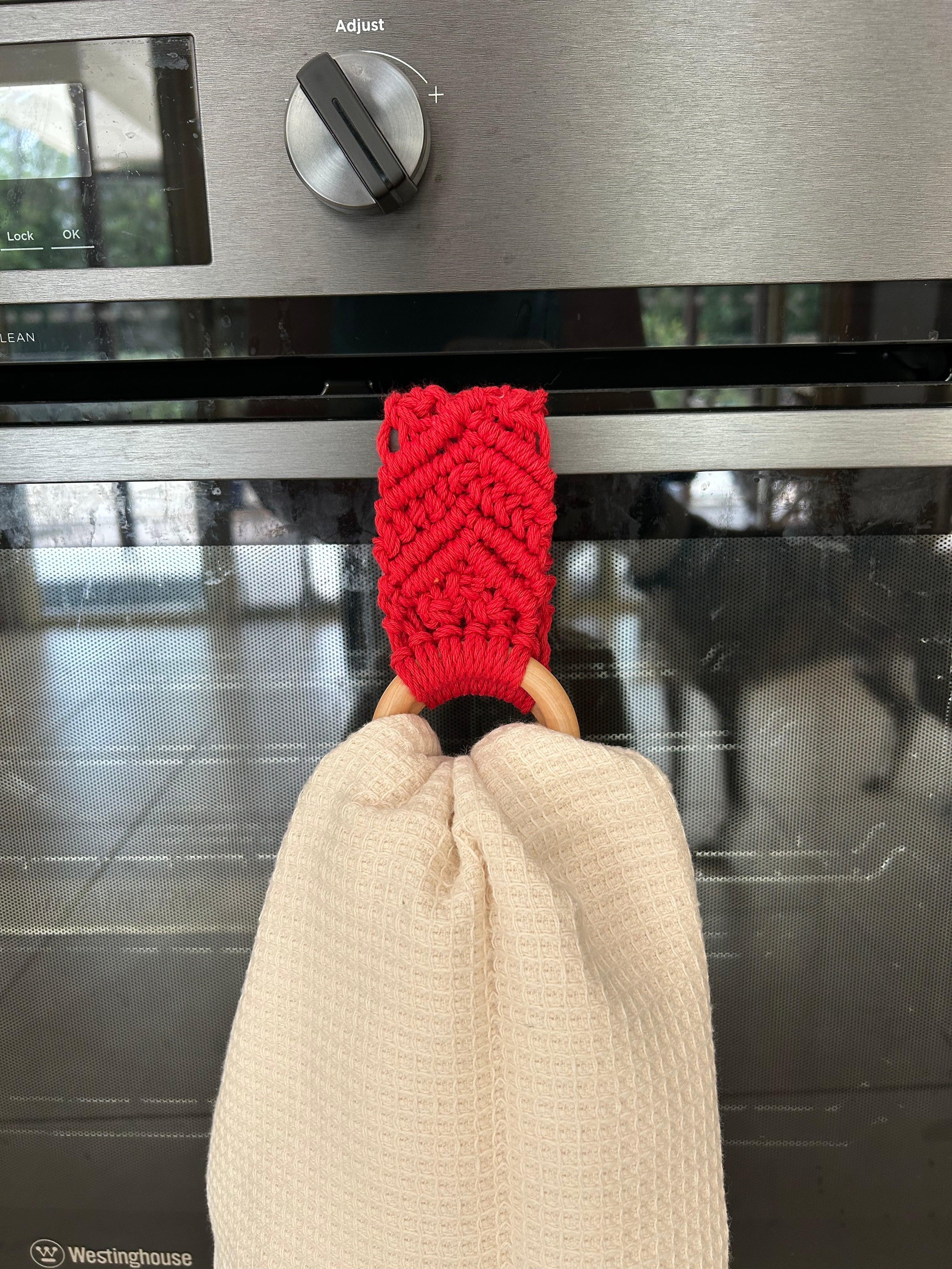 Red Macrame Tea towel Holder
