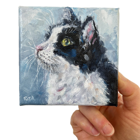 Little Observer | Original Mini Cat Oil Painting